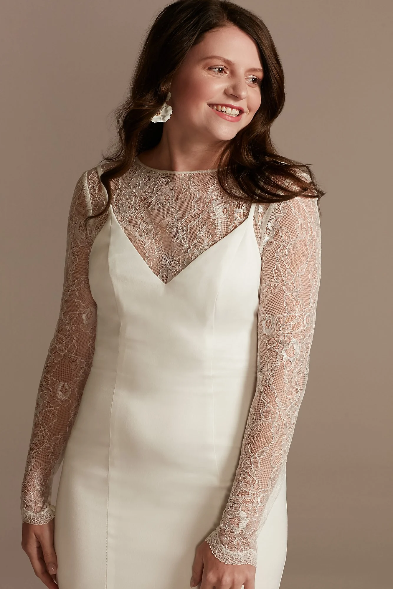 Long Sleeve Button-Back Lace Topper