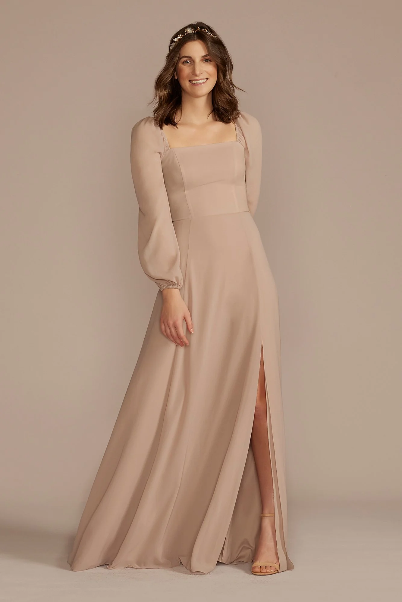 Long Sleeve Chiffon Dress - Image 11