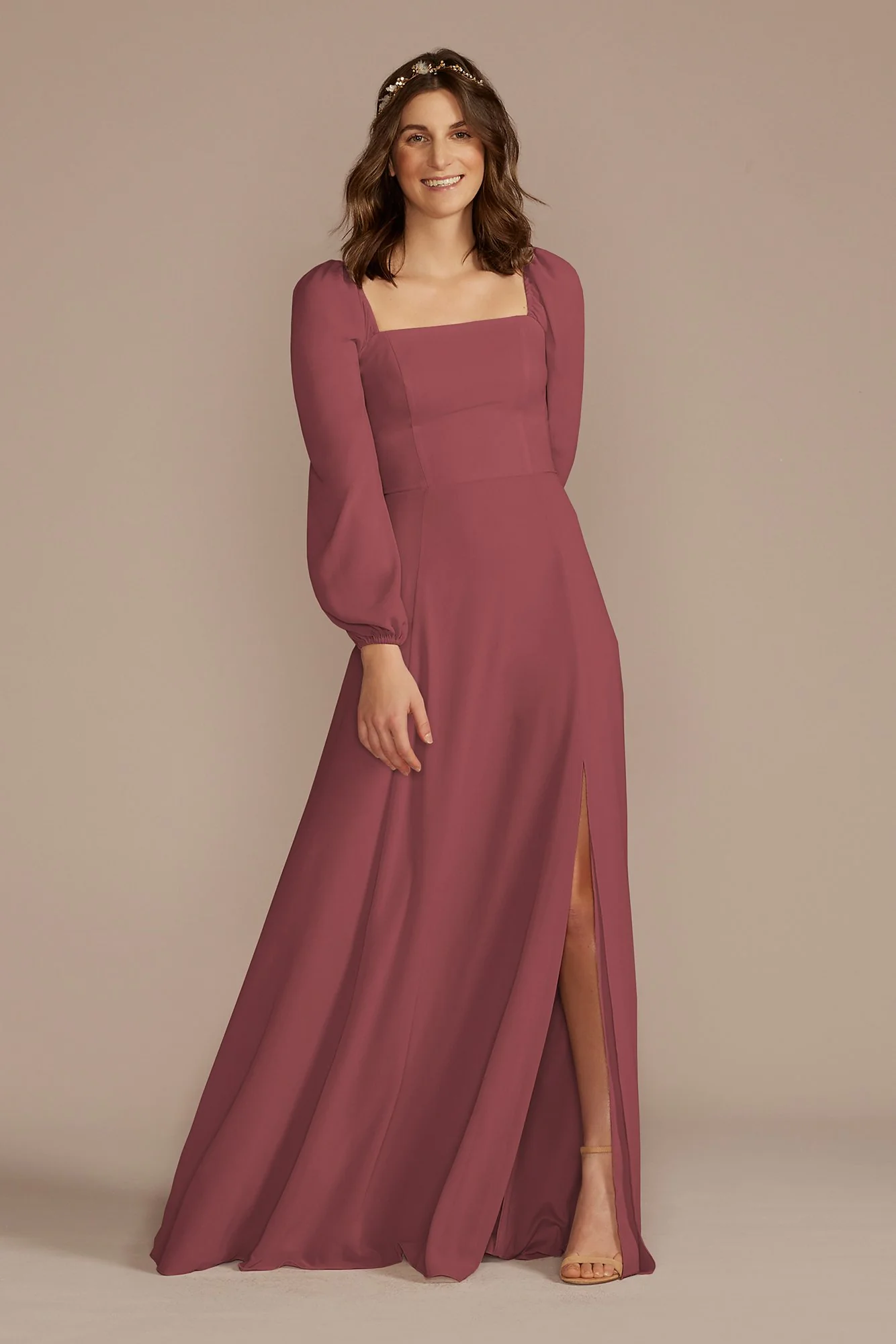 Long Sleeve Chiffon Dress - Image 13