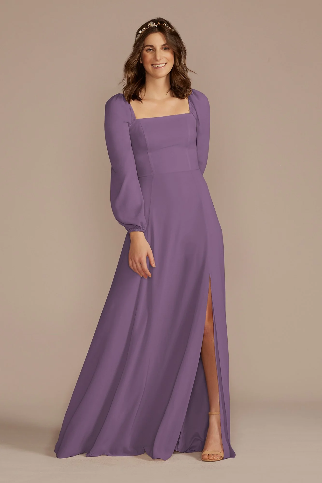 Long Sleeve Chiffon Dress - Image 30