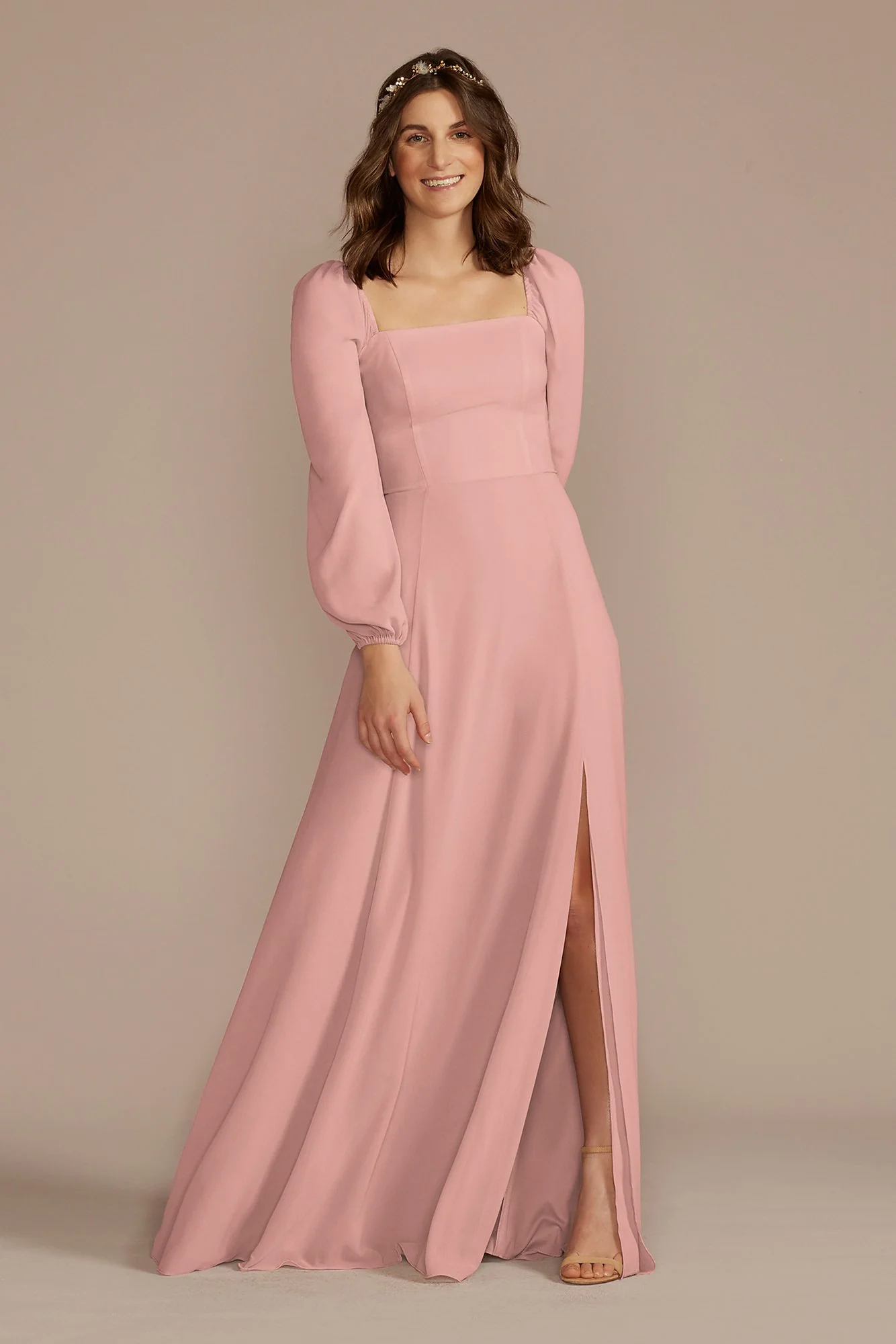 Long Sleeve Chiffon Dress - Image 45