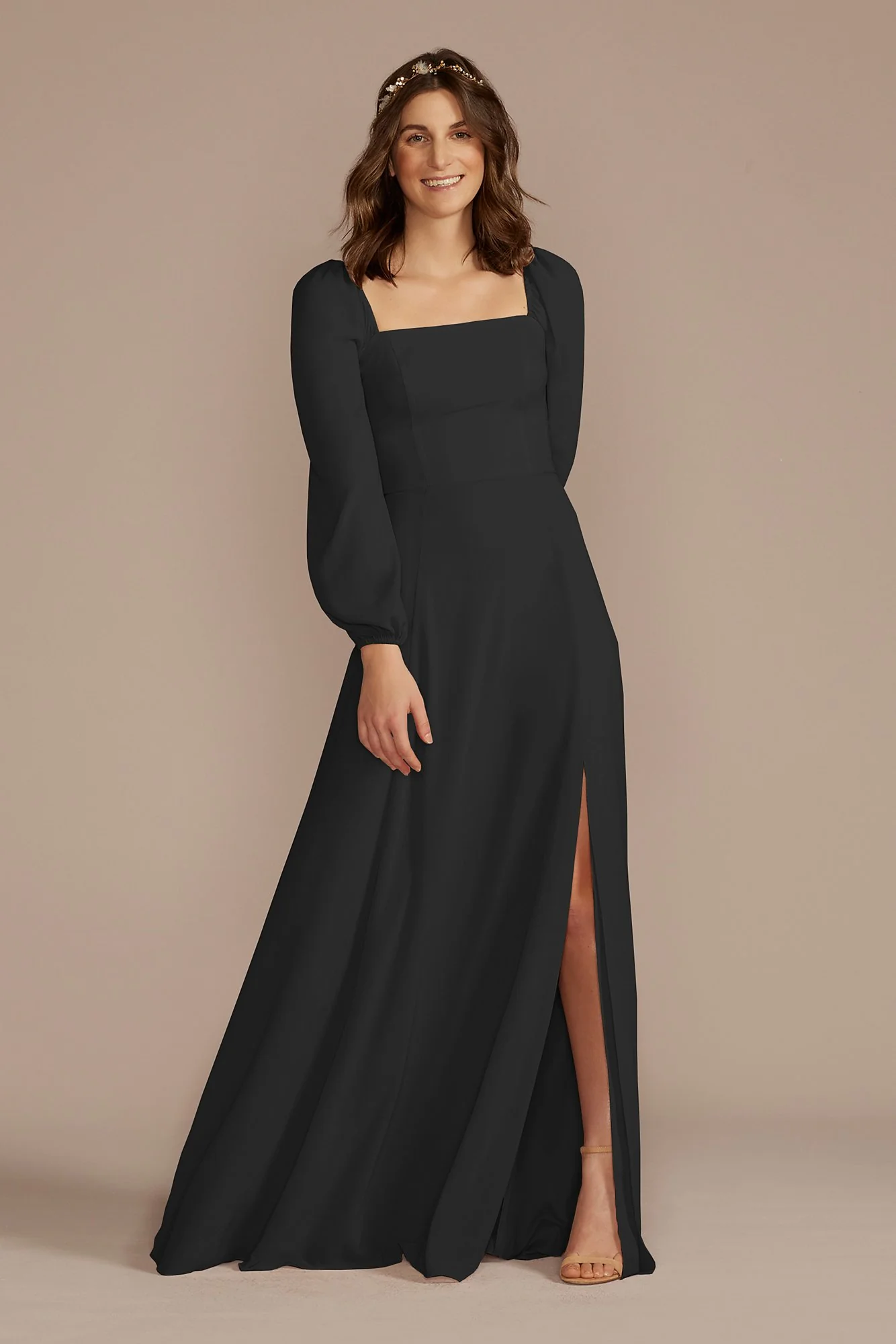 Long Sleeve Chiffon Dress - Image 47