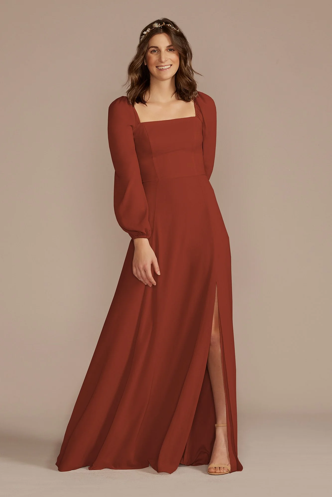 Long Sleeve Chiffon Dress - Image 58
