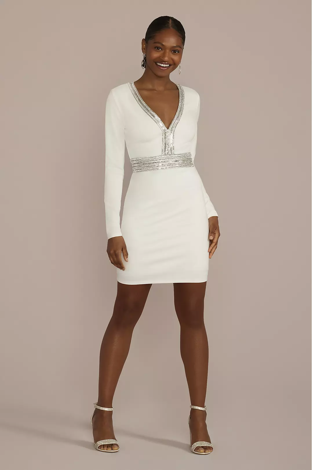 Long Sleeve Embellished Waist Dress - Image 4