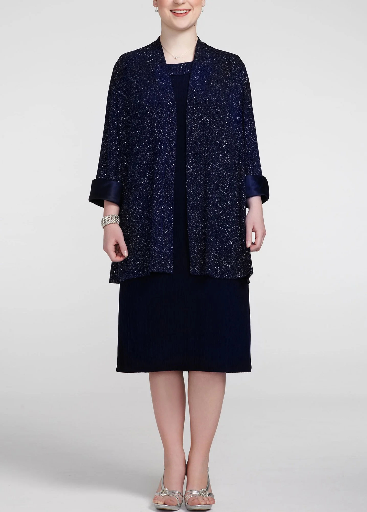 Long Sleeve Glitter Jacket Dress