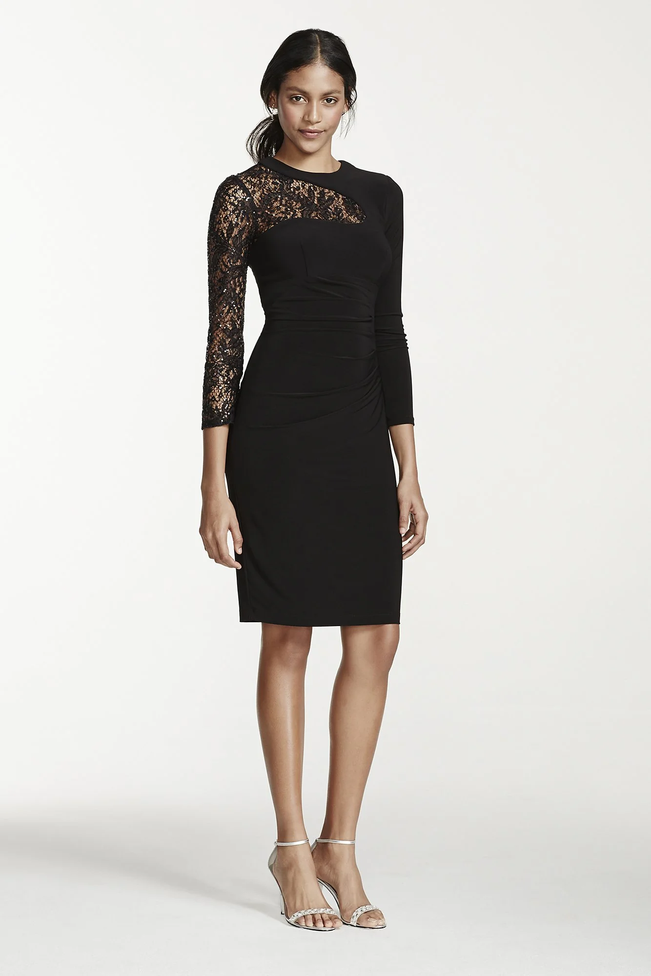 Long Sleeve Jersey Dress with lace Sleeve