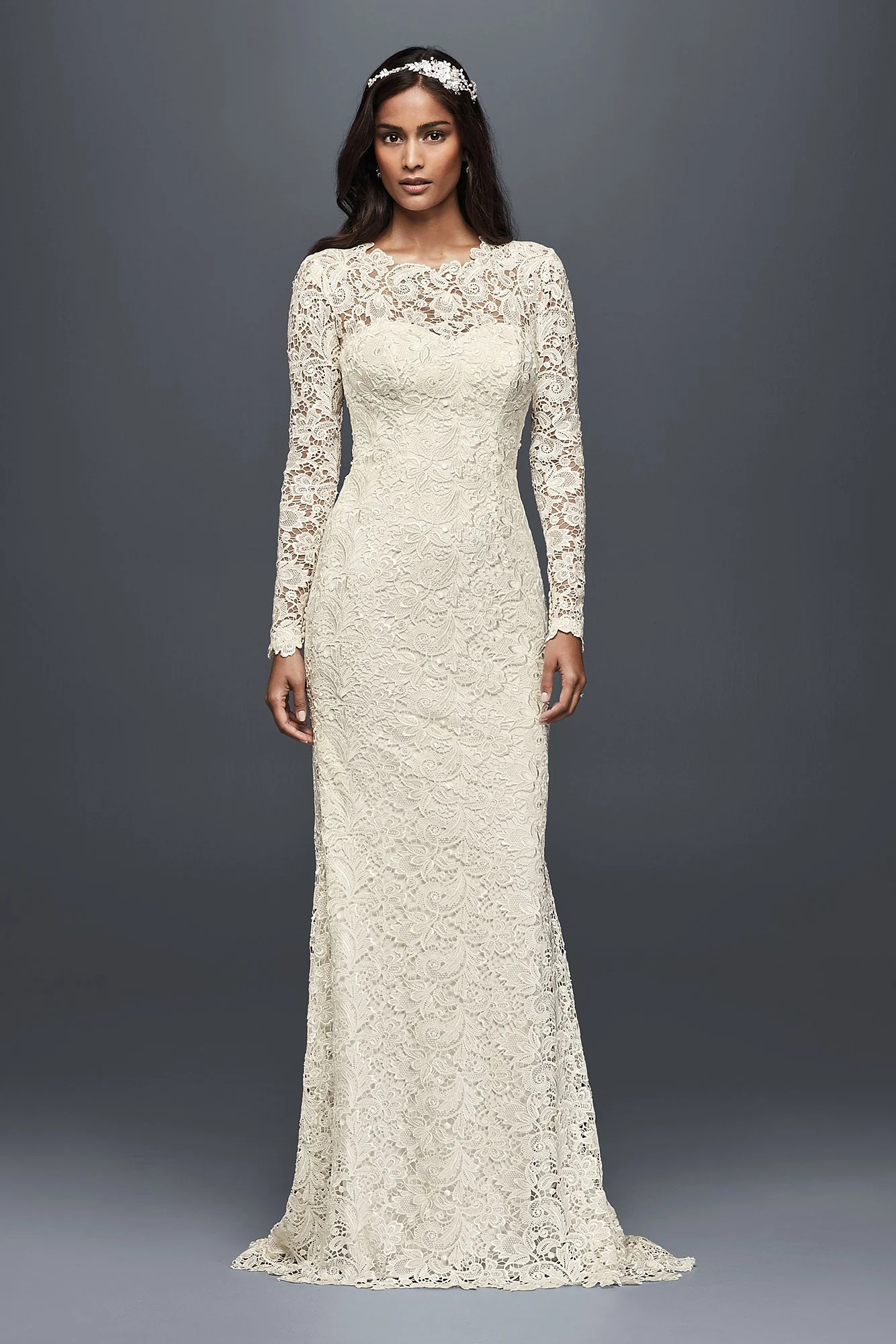 Long Sleeve Lace Wedding Dress with Open Back - Image 3