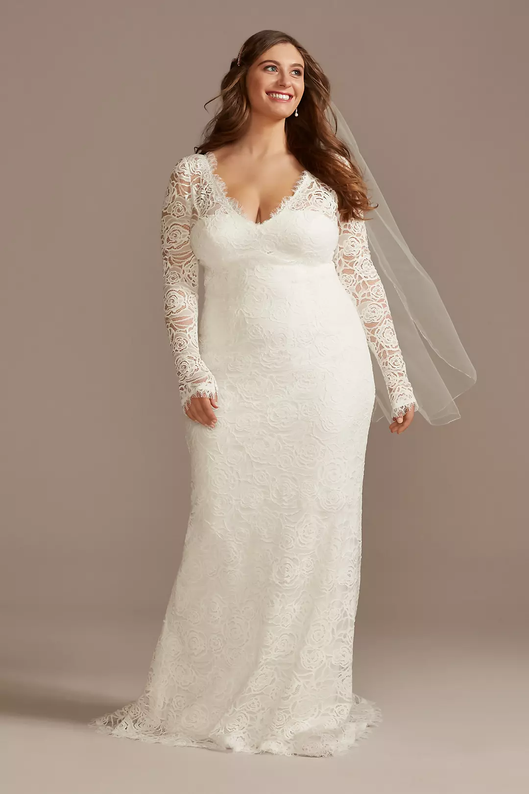 Long Sleeve Lace Wedding Dress with Tassel Tie - Image 6