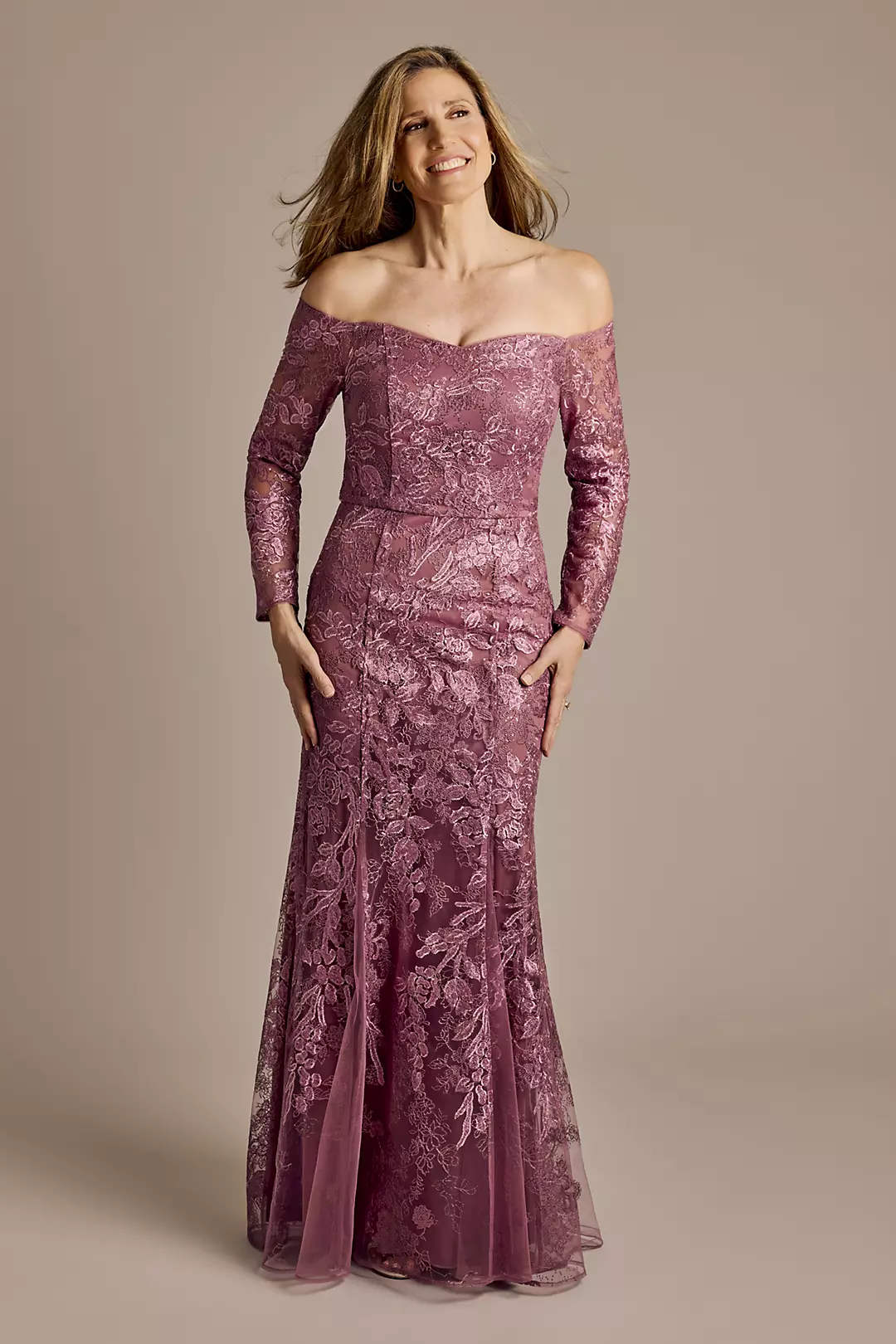 Long-Sleeve Off-the-Shoulder Mermaid Dress - Image 8