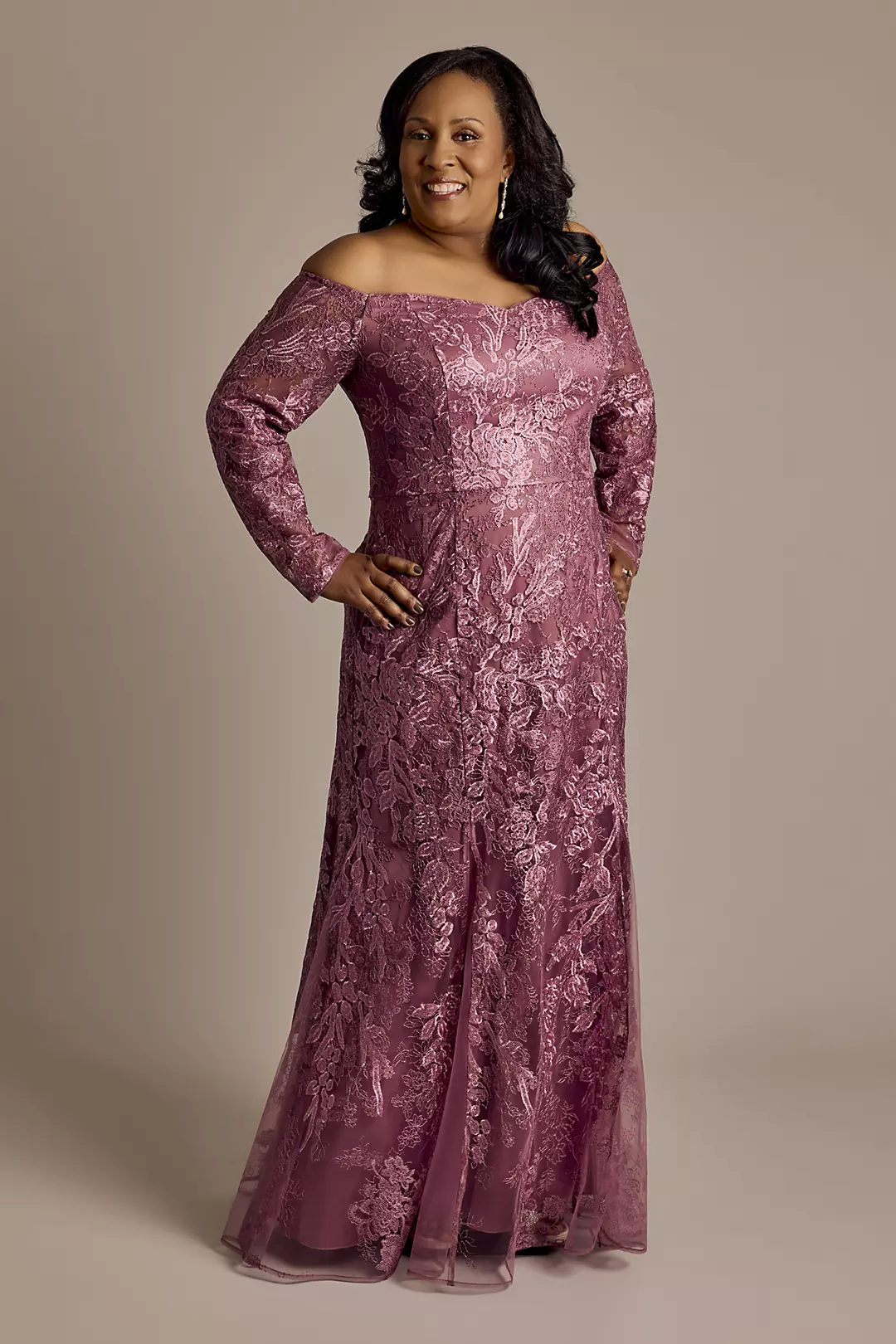 Long-Sleeve Off-the-Shoulder Mermaid Dress - Image 9