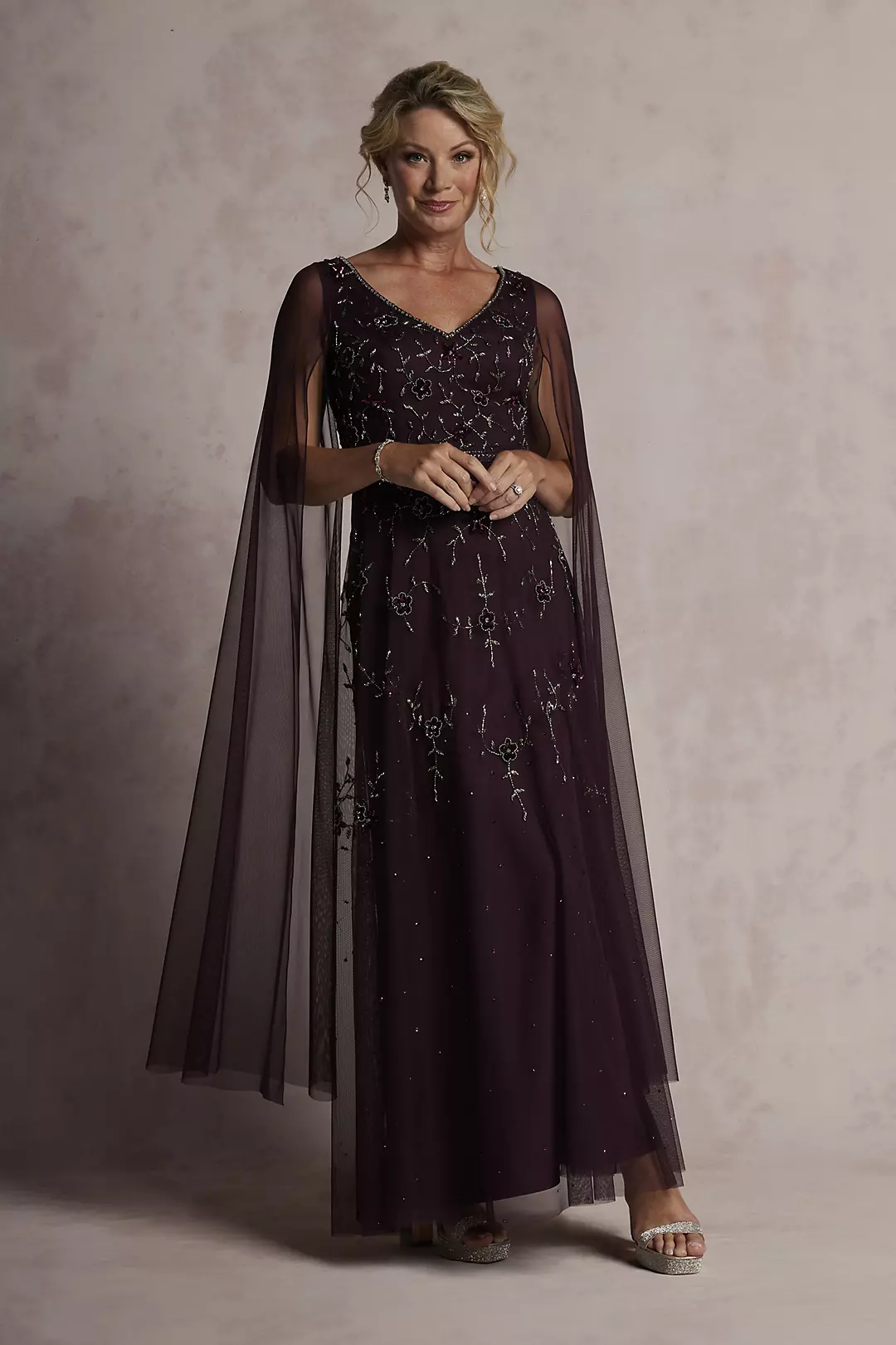 Long-Sleeve V-Neck Beaded Gown - Image 4