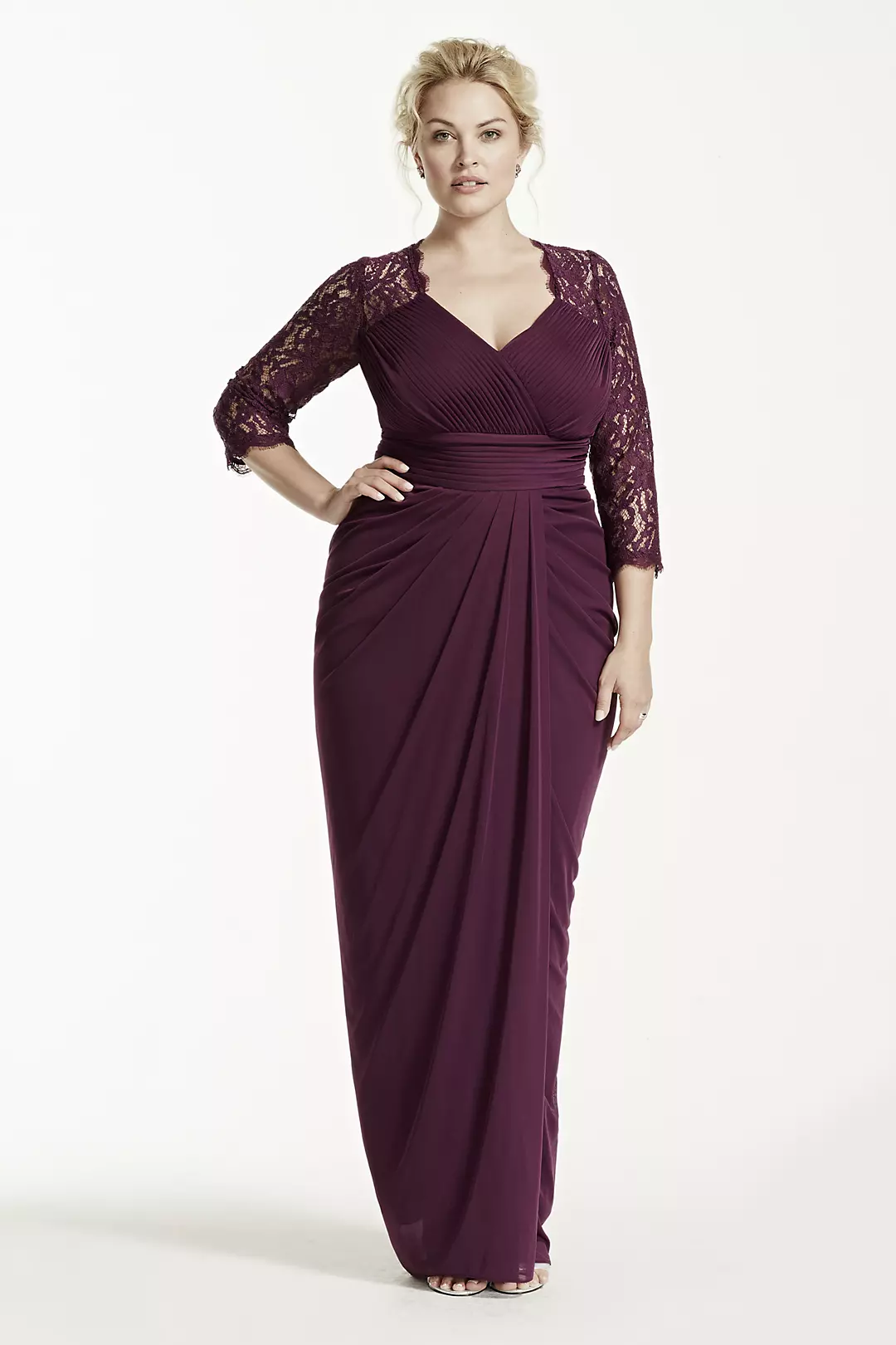 Long Sleeve V Neck Stretch Taffeta Dress - Image 3