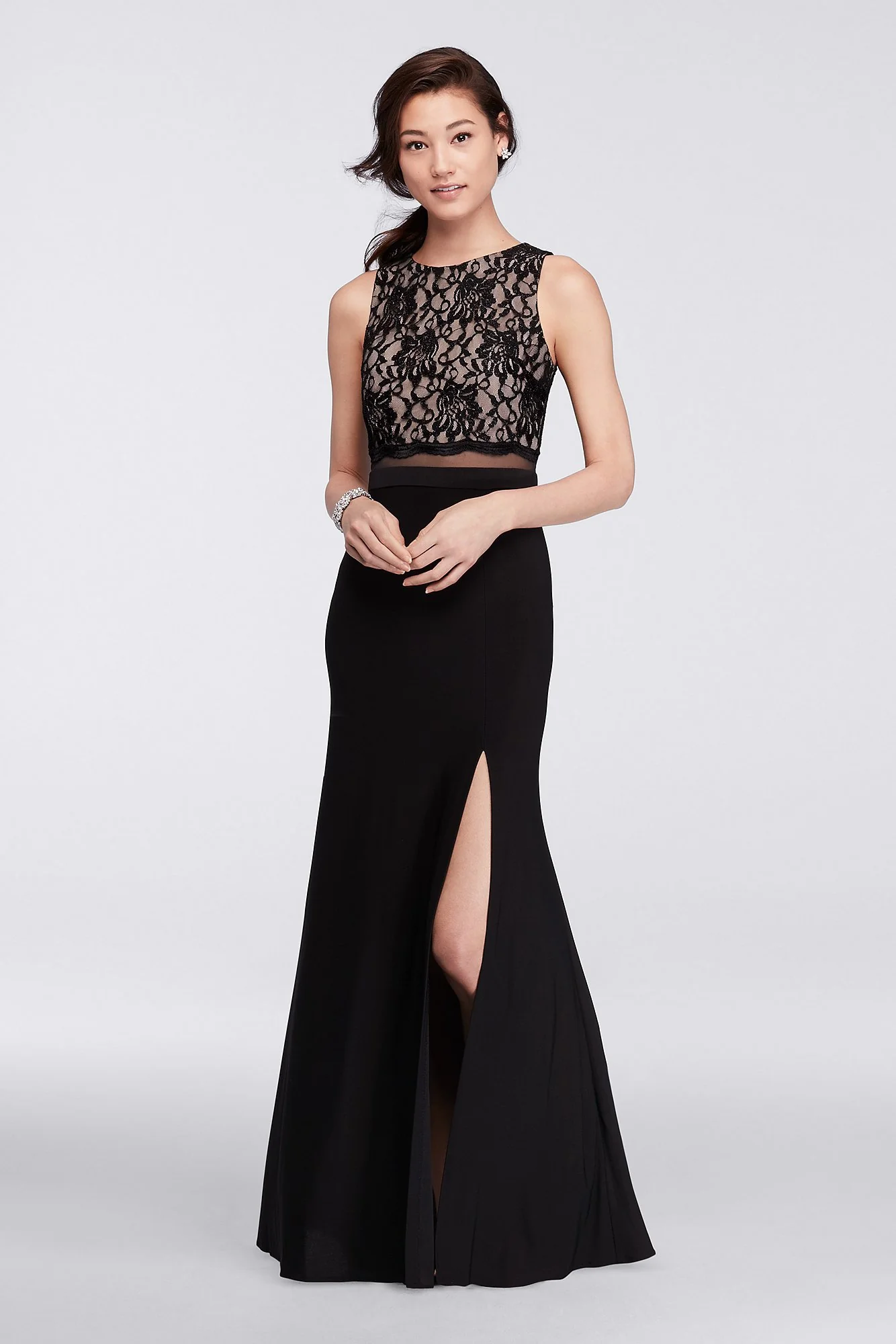 Long Sleeveless Dress with Illusion Waist - Image 2