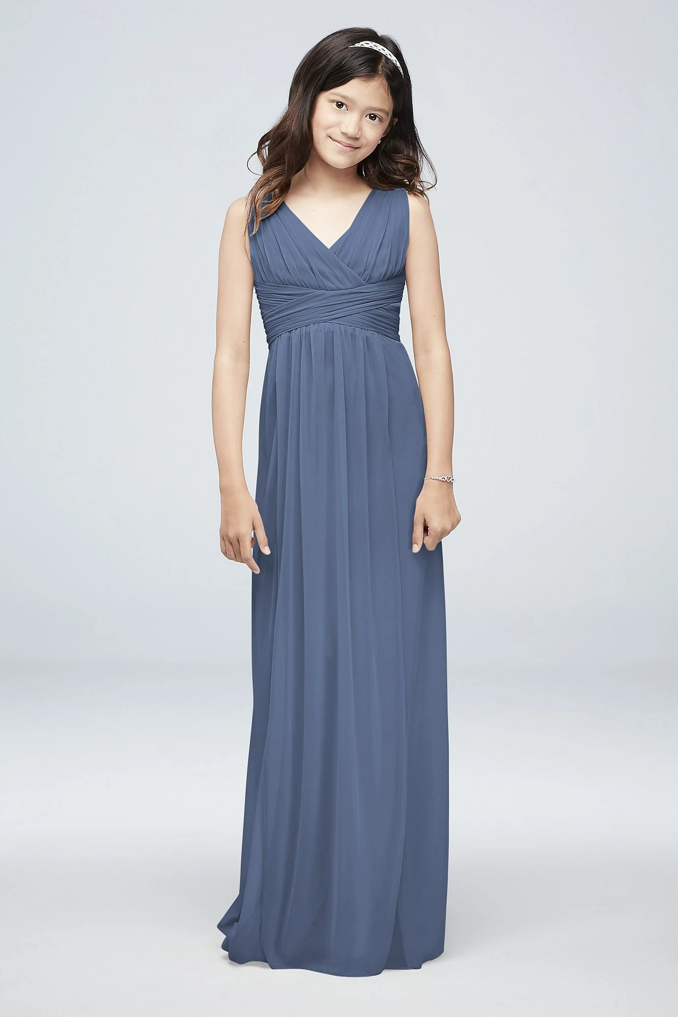 Long Sleeveless Mesh Dress with Ruched Waist - Image 28