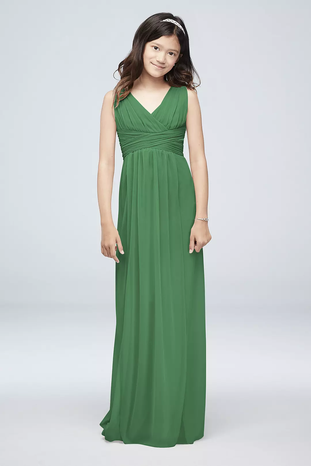 Long Sleeveless Mesh Dress with Ruched Waist - Image 57