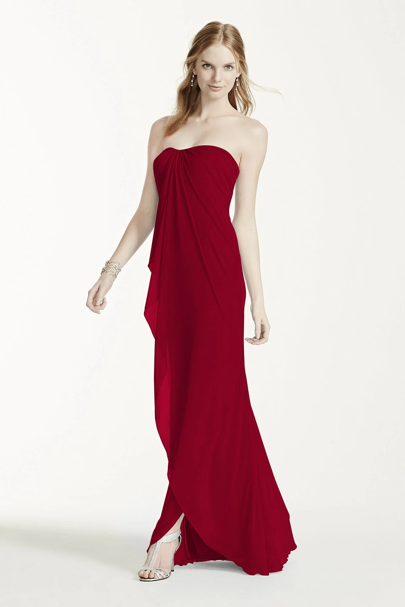 Long Strapless Mesh Dress - Image 2
