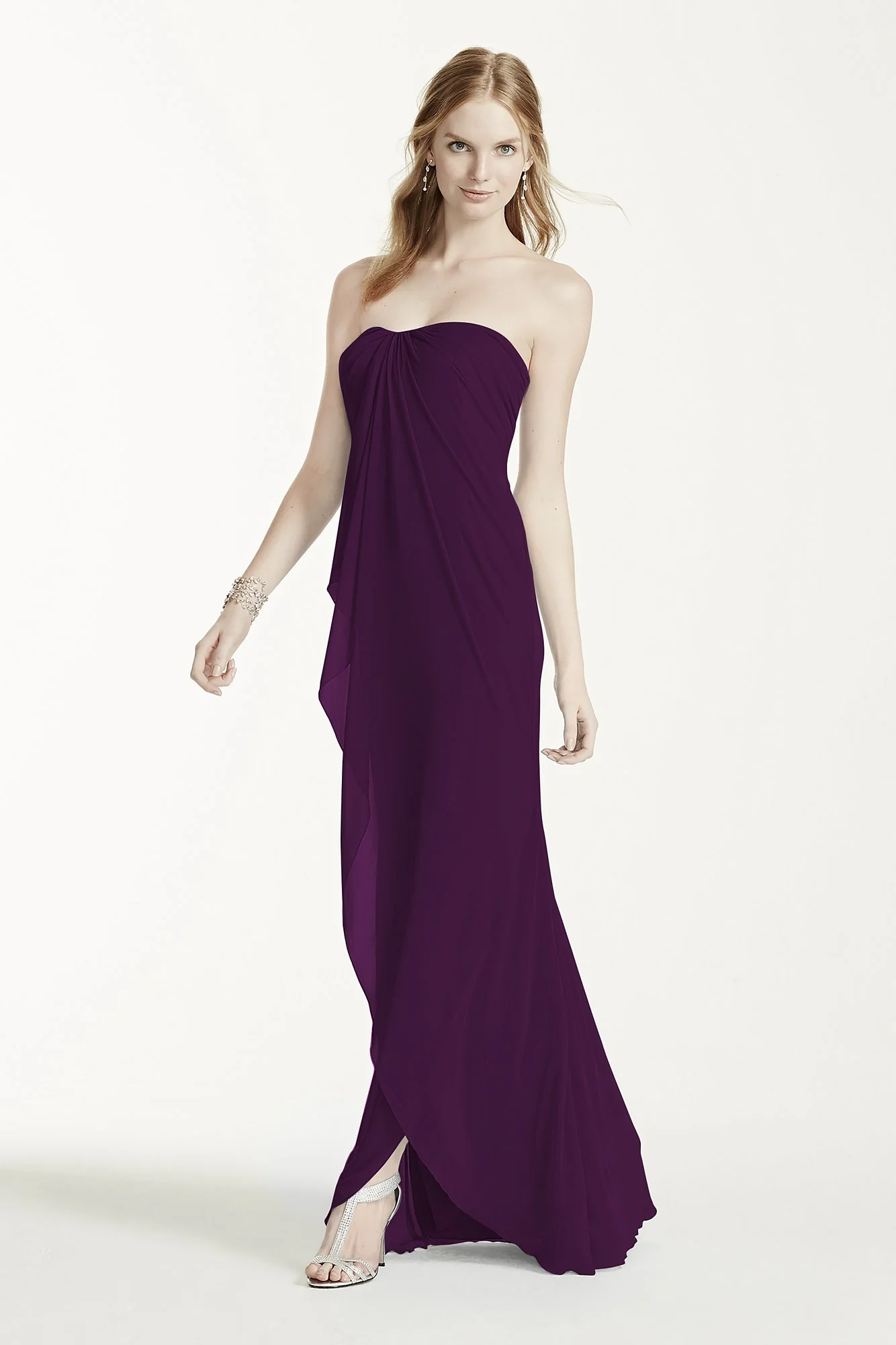 Long Strapless Mesh Dress - Image 3