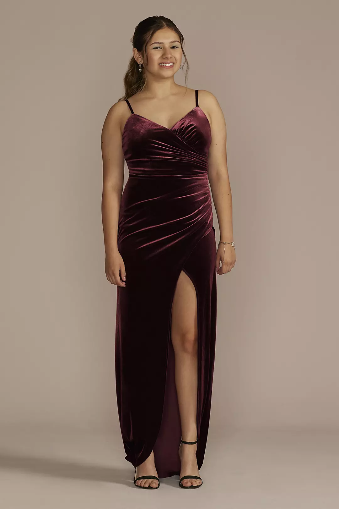 Long Velvet V-Neck Wrap Sheath Dress - Image 6