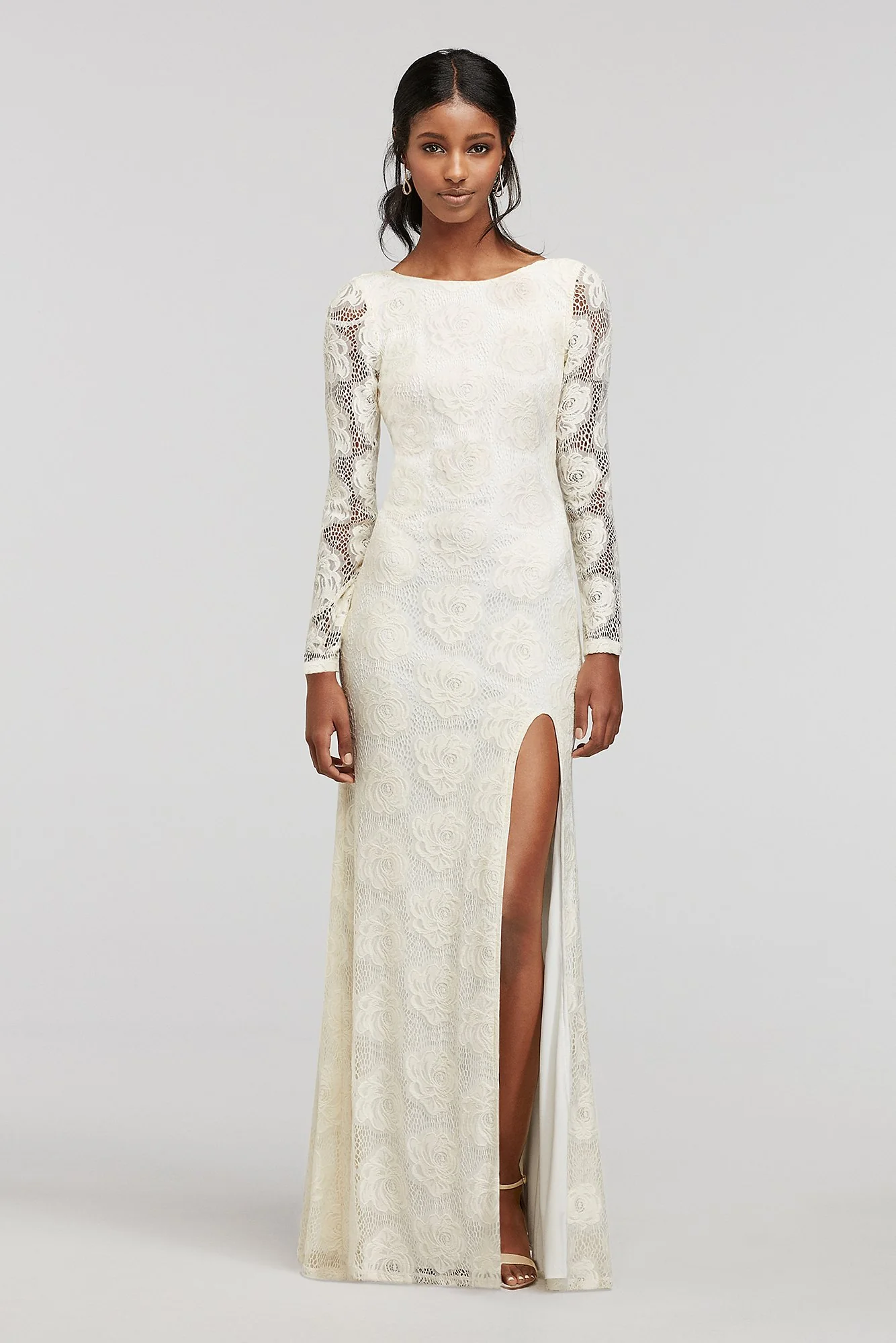 Longsleeve Lace Dress with Side Slit