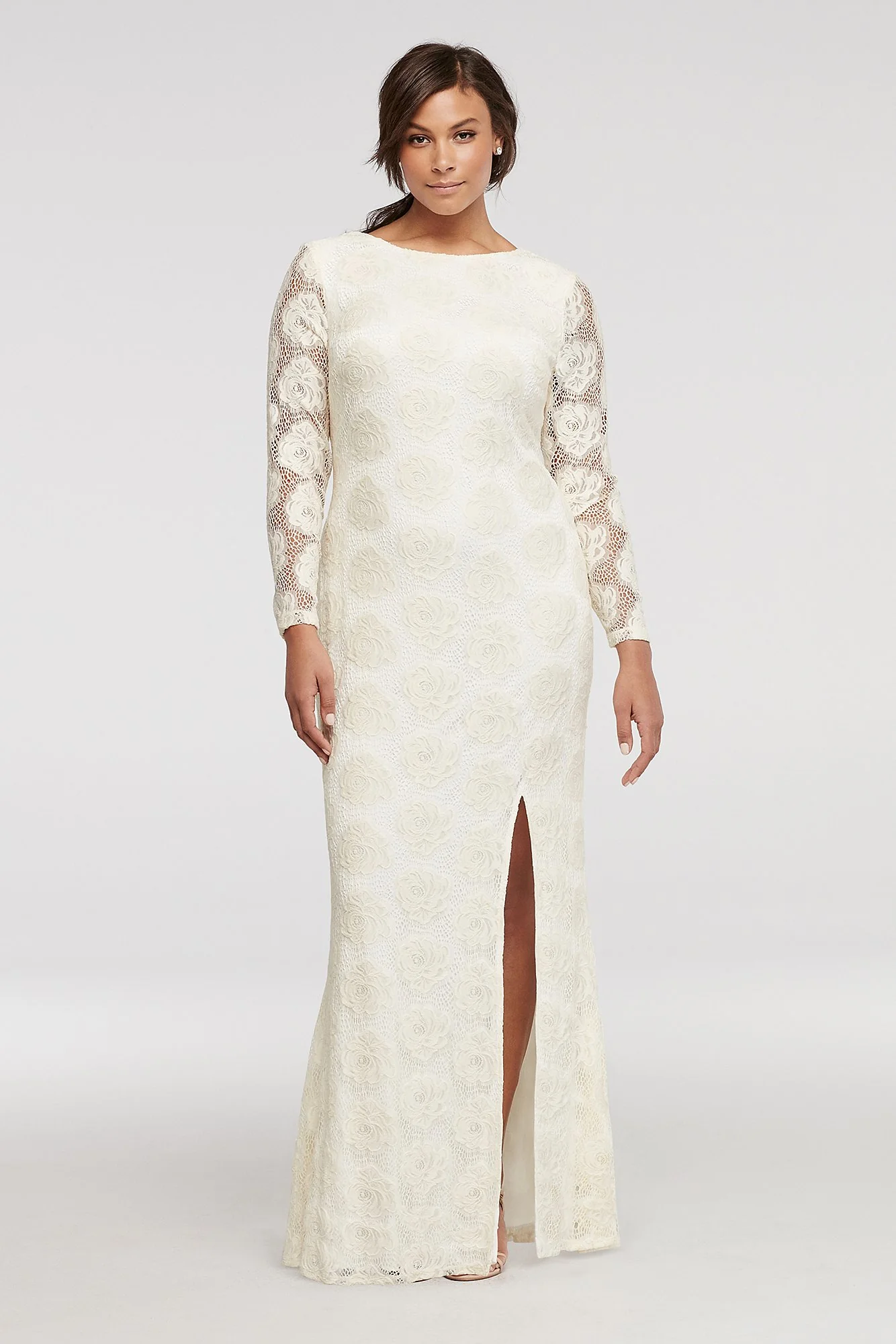 Longsleeve Lace Dress with Side Slit - Image 3