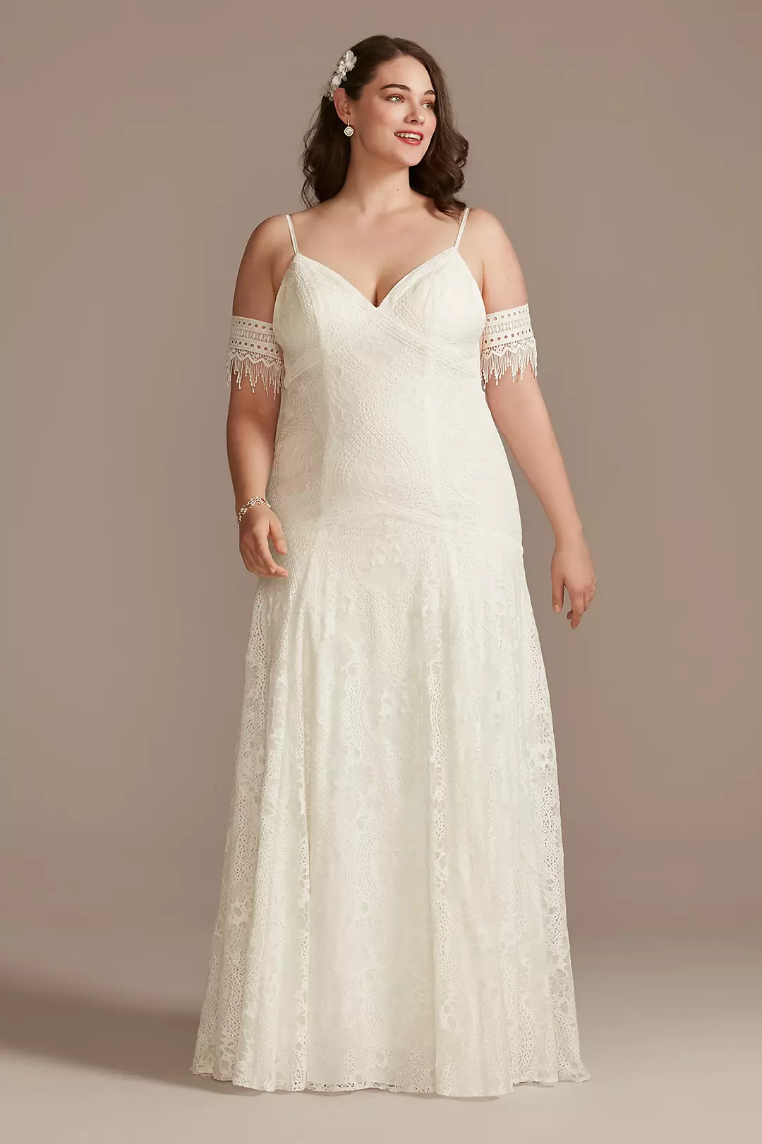 Low Back Lace Wedding Dress with Fringe Swags - Image 2