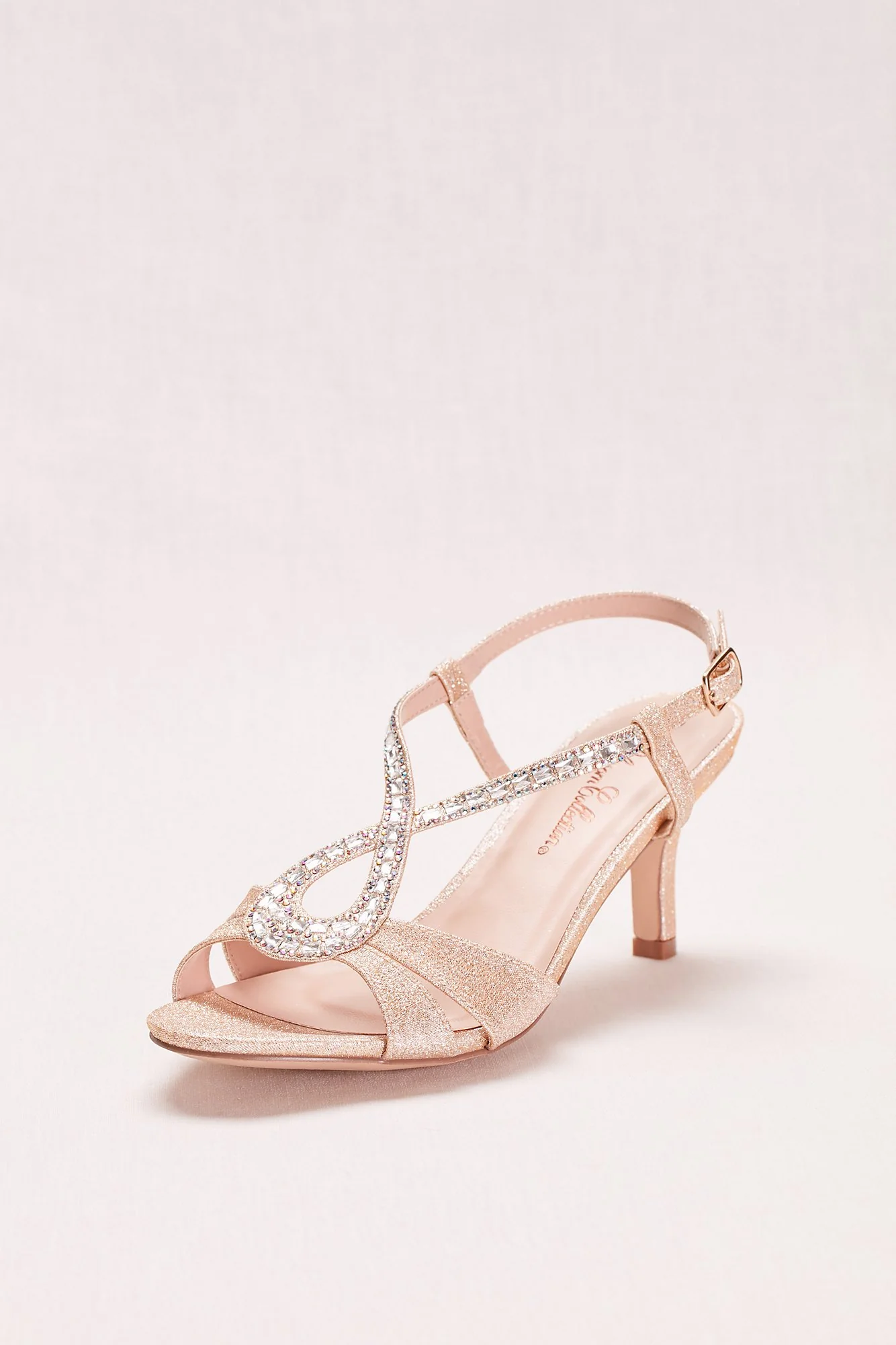 Low Heel Glitter and Crystal Embellished T-Strap - Image 2
