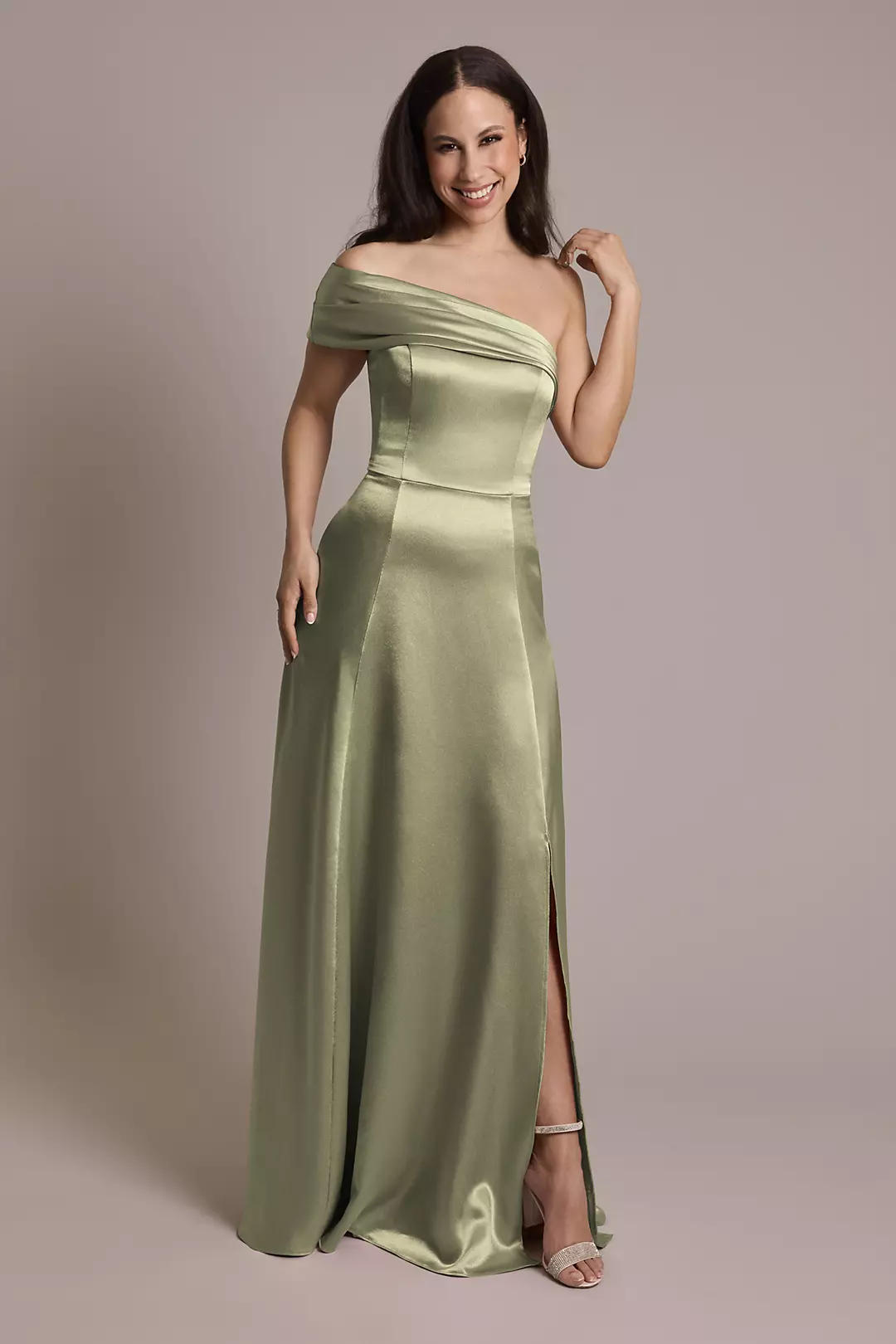 Luxe Charmeuse Asymmetrical Dress - Image 4