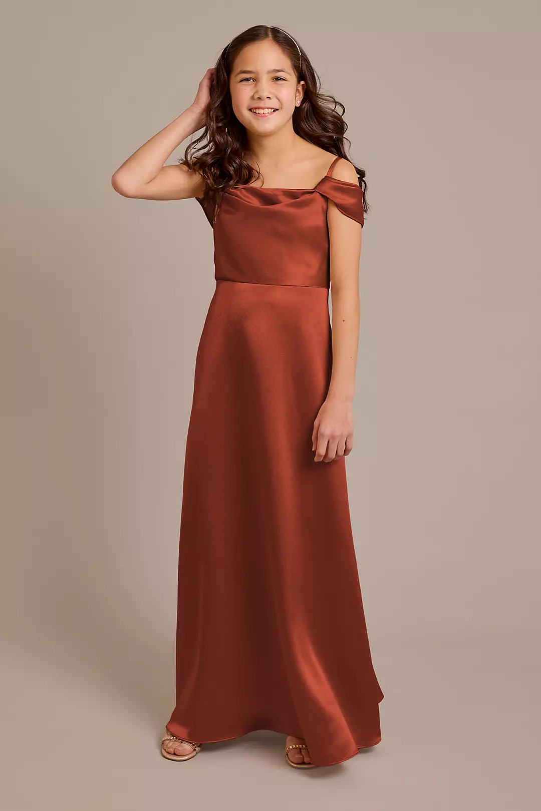Luxe Charmeuse Cowl Swag Sleeve Dress - Image 10
