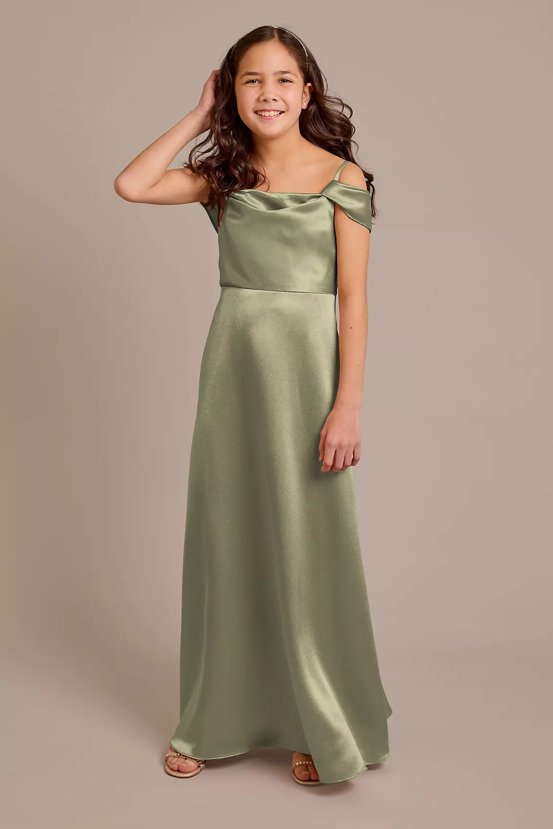 Luxe Charmeuse Cowl Swag Sleeve Dress - Image 16