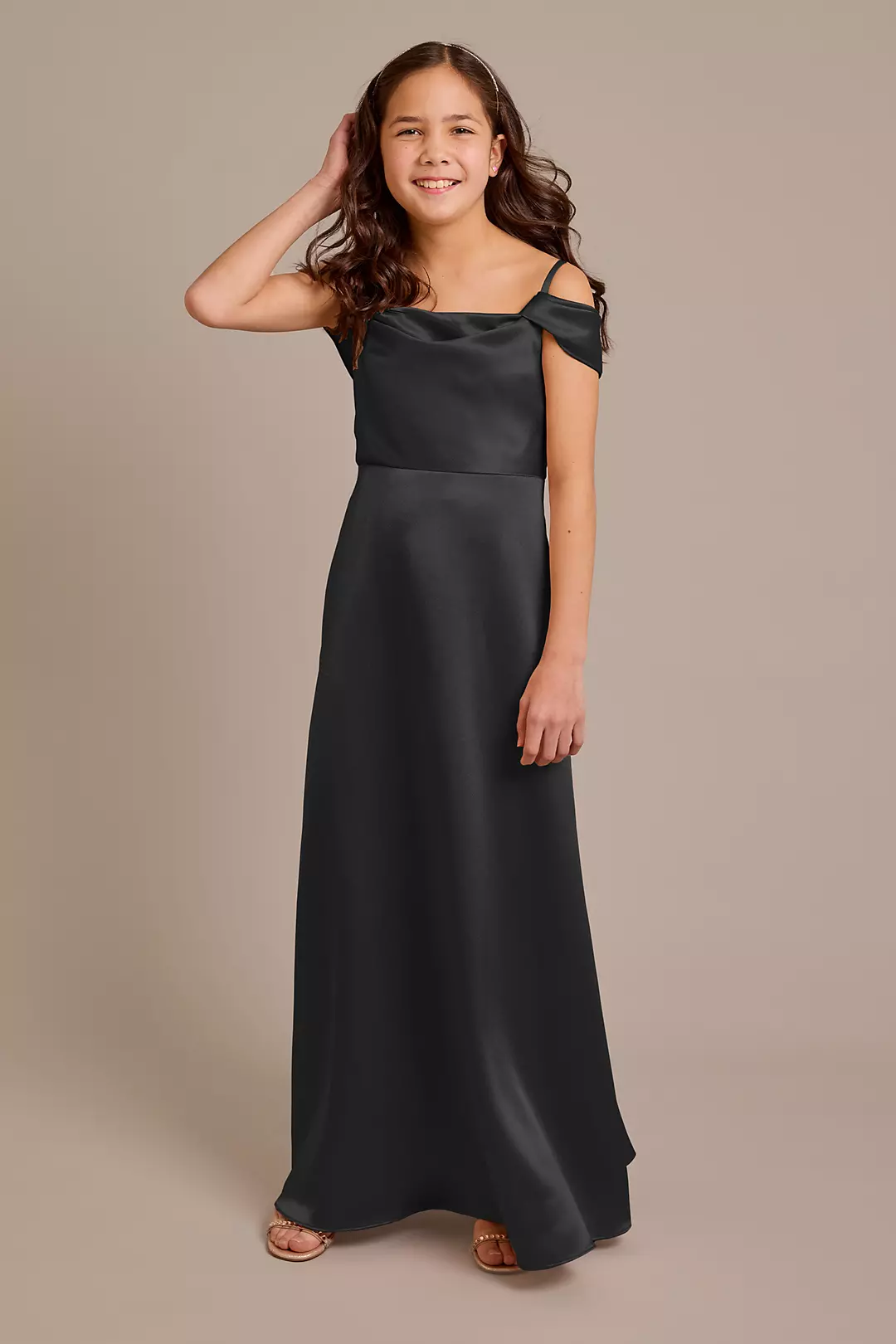 Luxe Charmeuse Cowl Swag Sleeve Dress - Image 3