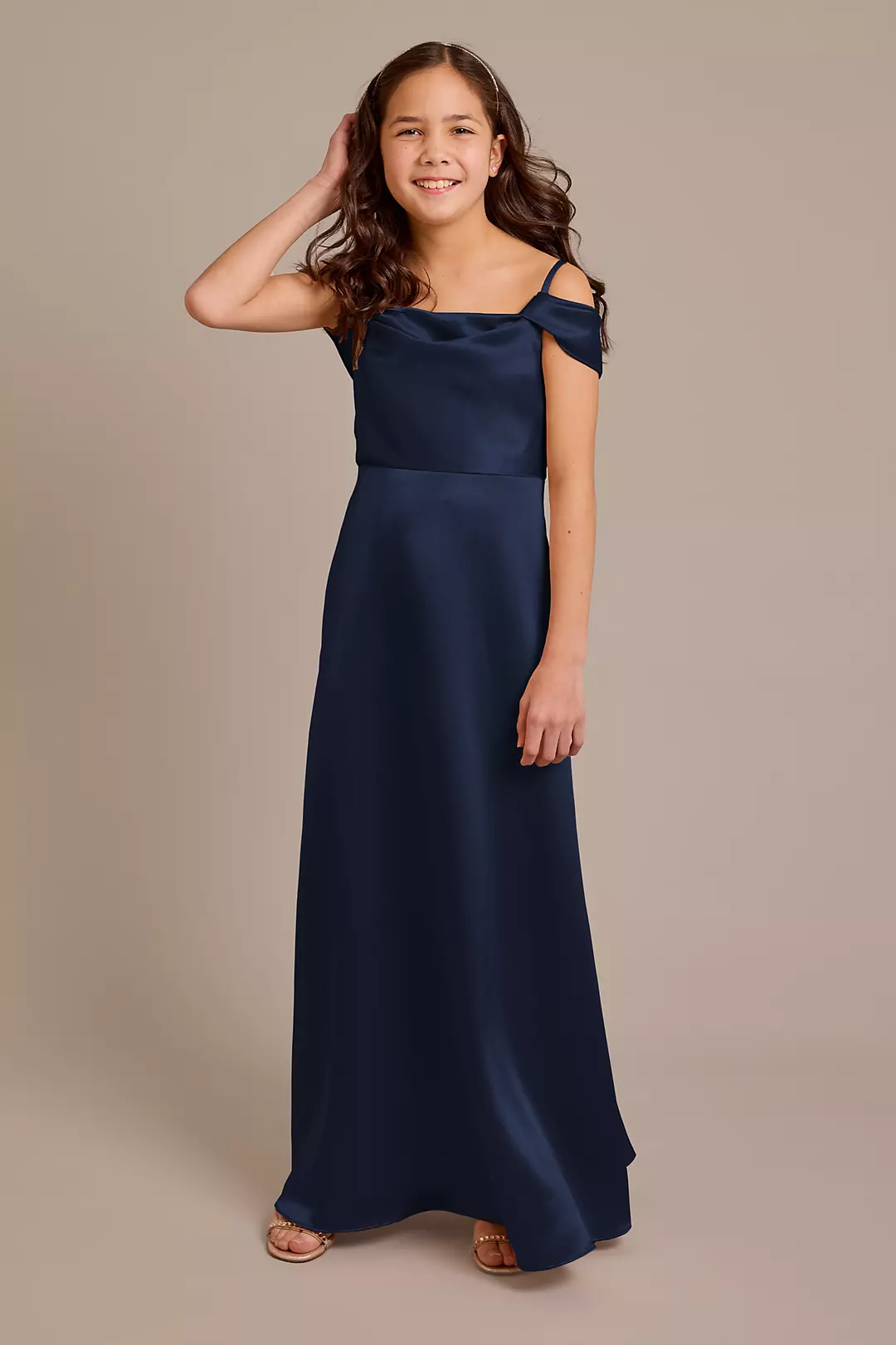 Luxe Charmeuse Cowl Swag Sleeve Dress - Image 9