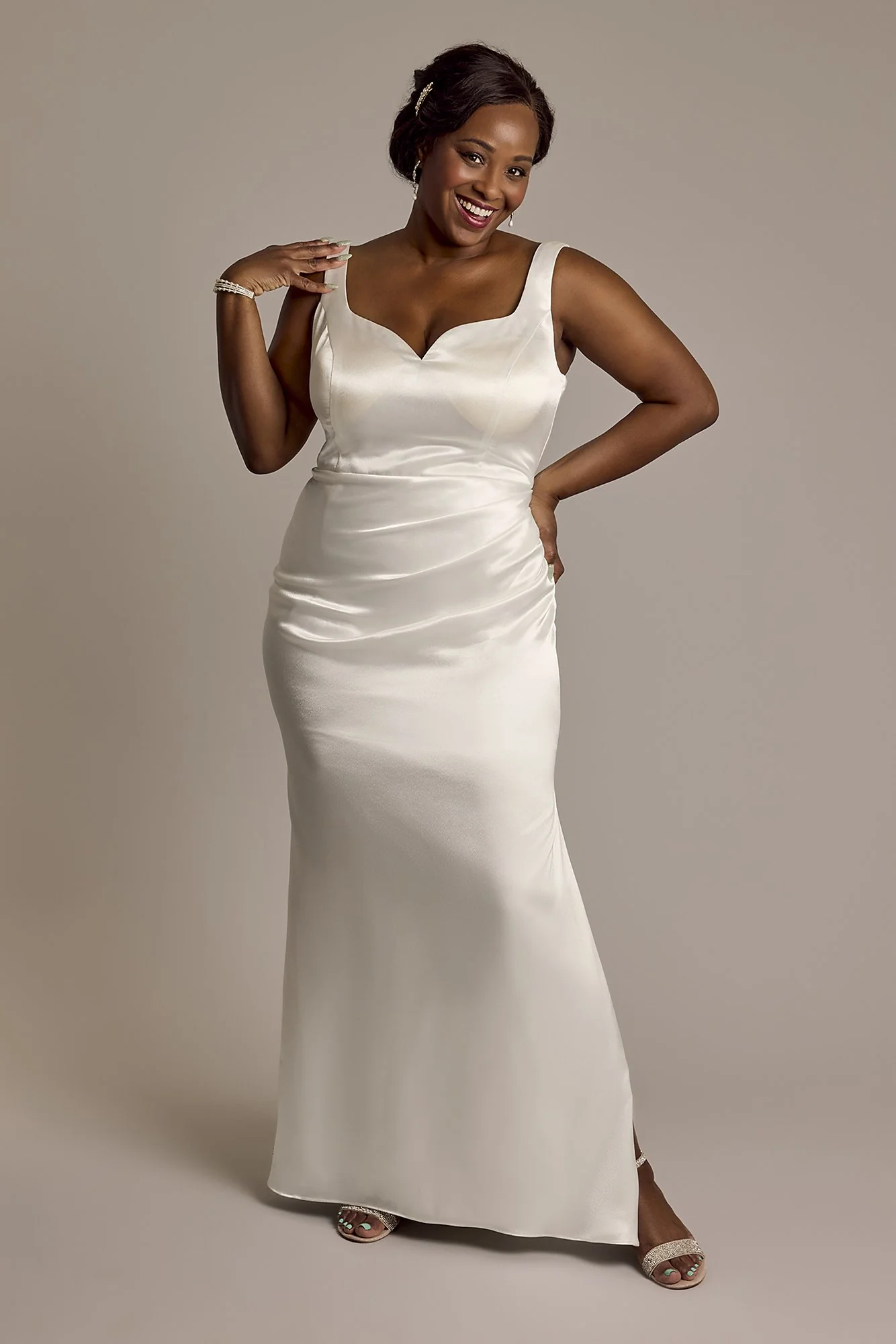 Luxe Charmeuse Tank Wedding Dress with Cowl Back - Image 2