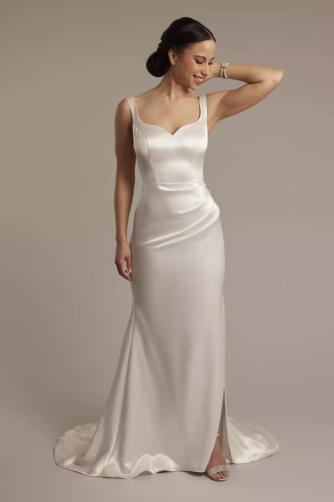 Luxe Charmeuse Tank Wedding Dress with Cowl Back - Image 6