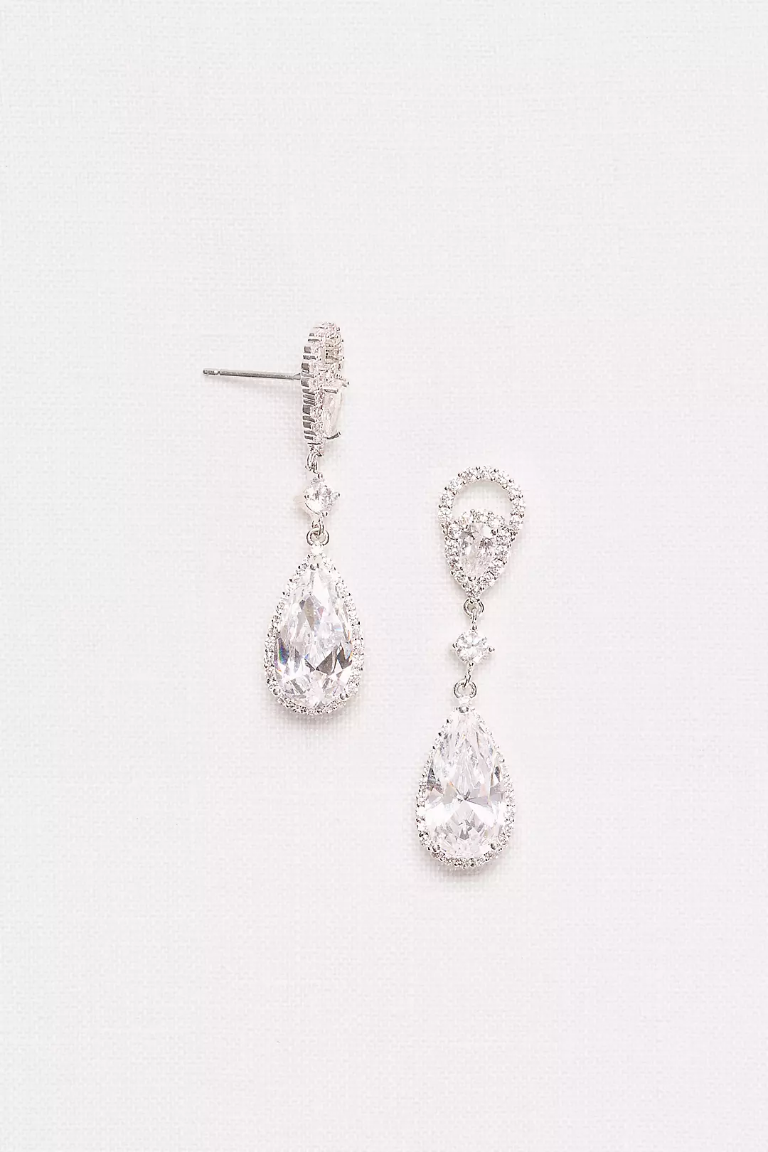 Marquise and Pear Cubic Zirconia Drop Earrings - Image 2