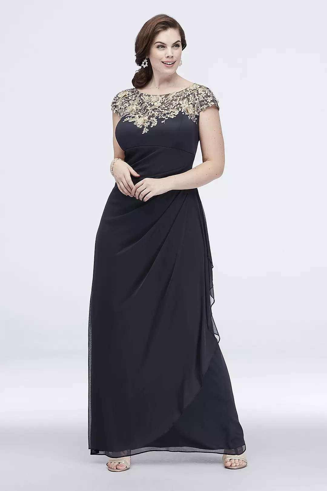 Matte Jersey Dress with Metallic Embroidered Yoke - Image 3