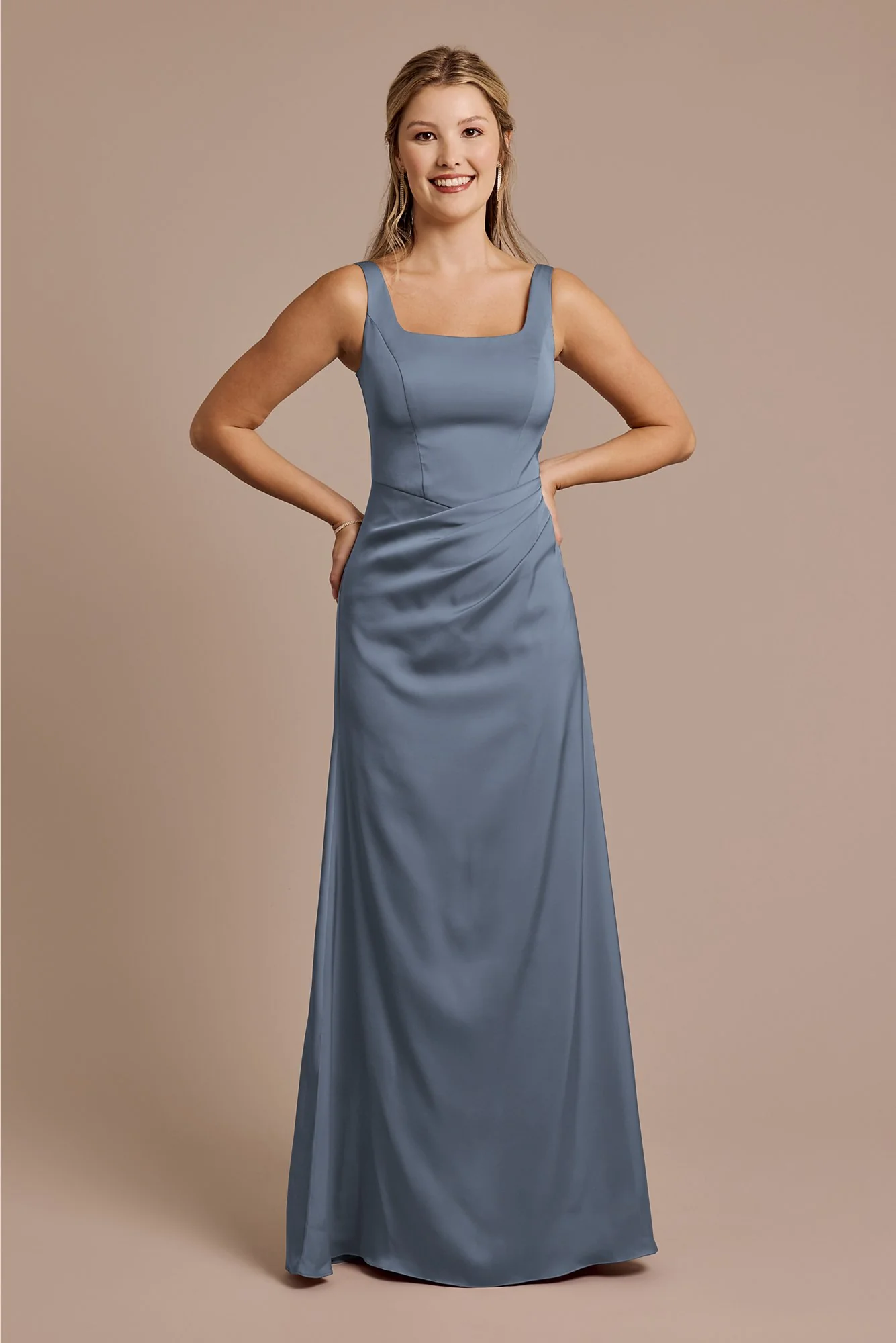 Matte Satin Basque Waist Tank Dress - Image 3