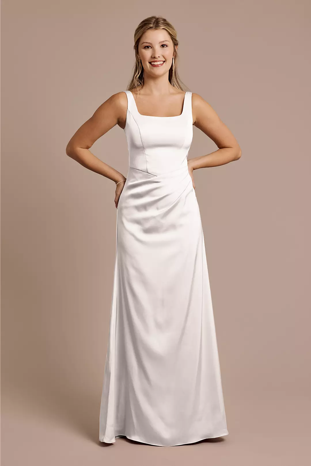 Matte Satin Basque Waist Tank Dress - Image 37