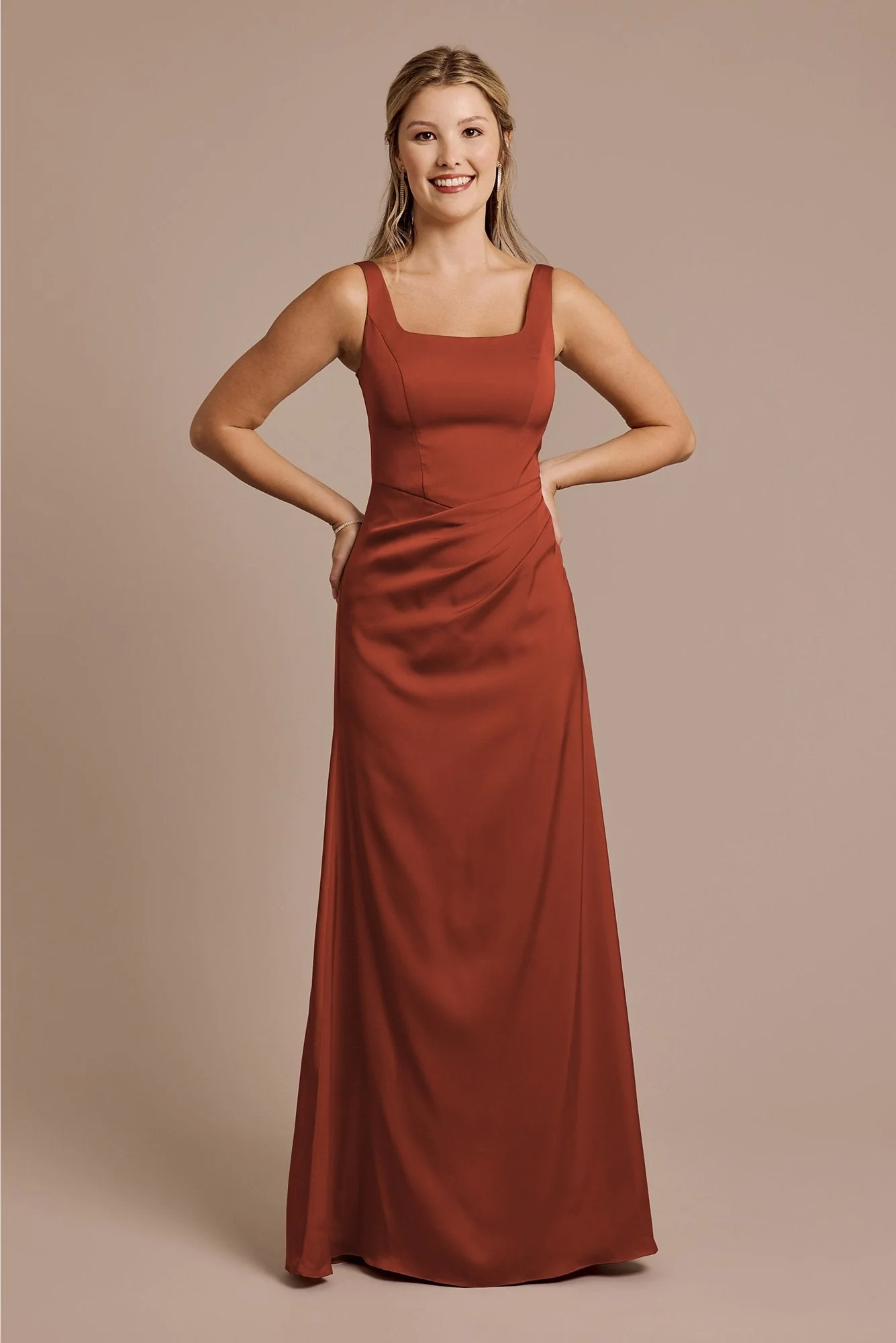 Matte Satin Basque Waist Tank Dress - Image 41