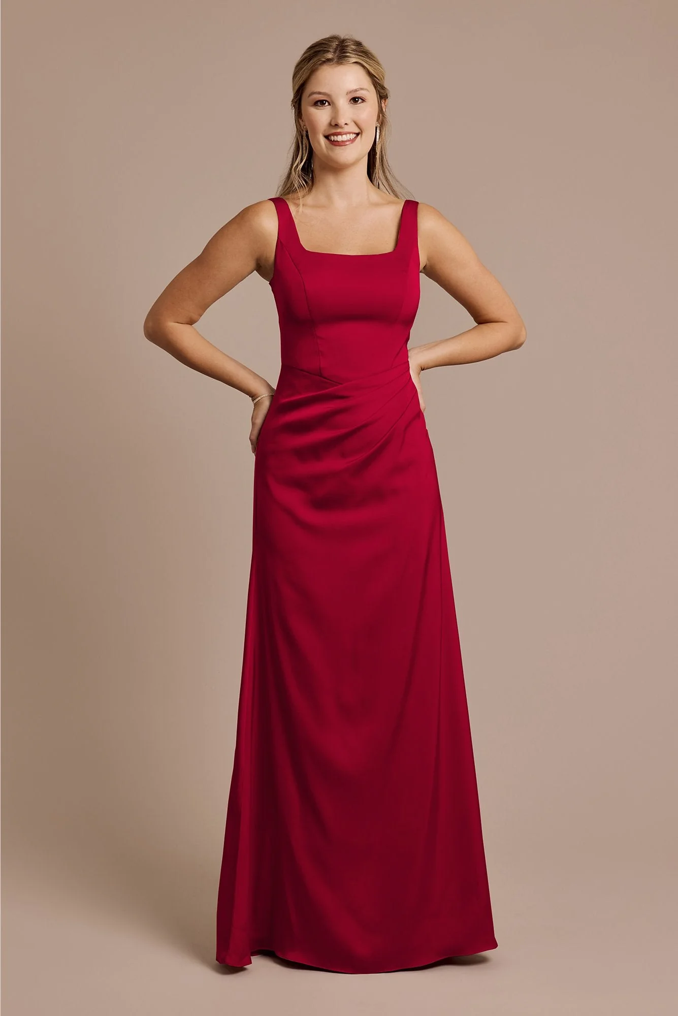 Matte Satin Basque Waist Tank Dress - Image 49