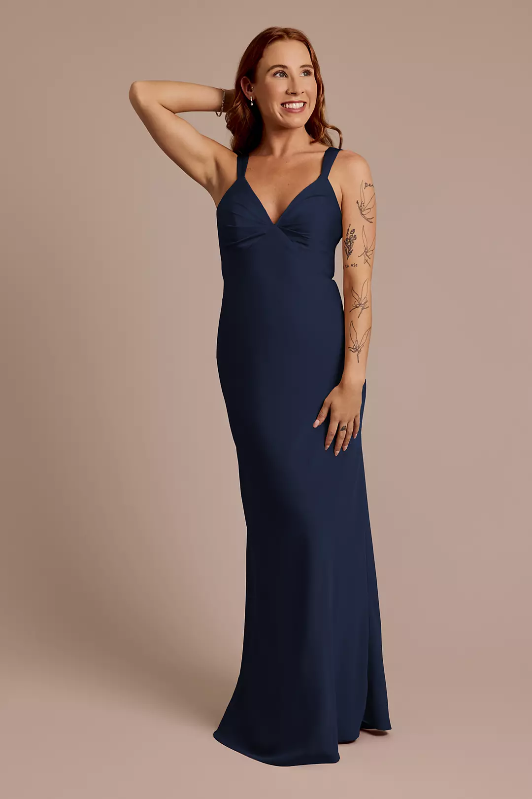 Matte Satin Bias V-Neck Tank Sheath Dress - Image 32