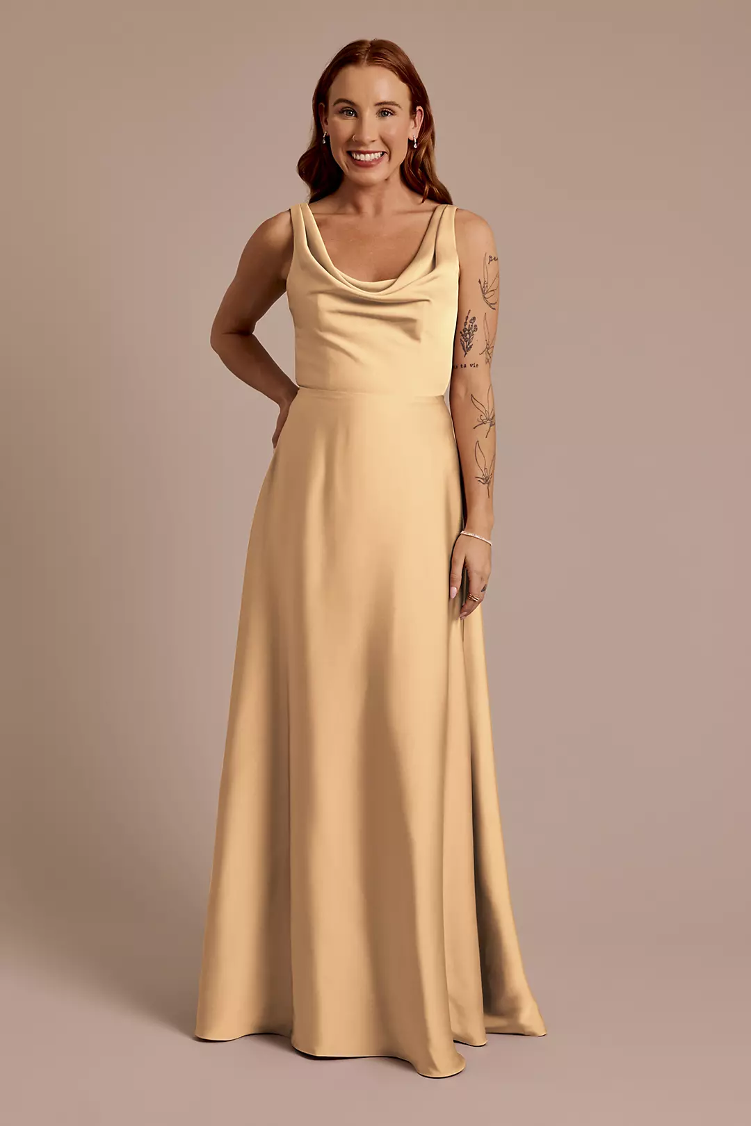 Matte Satin Cowl Neck Tie Back Dress - Image 32