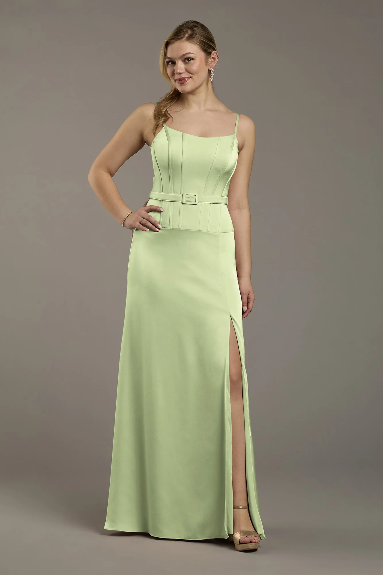 Matte Satin Drop Waist Corset Dress - Image 52