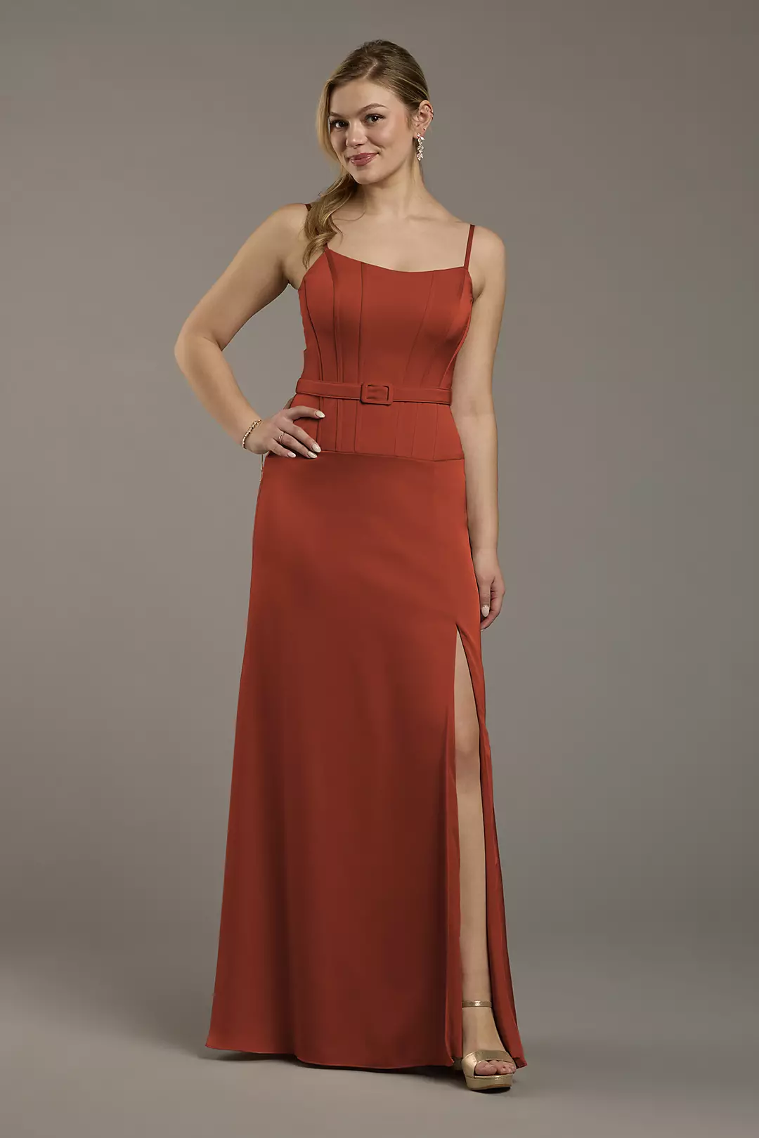 Matte Satin Drop Waist Corset Dress - Image 70