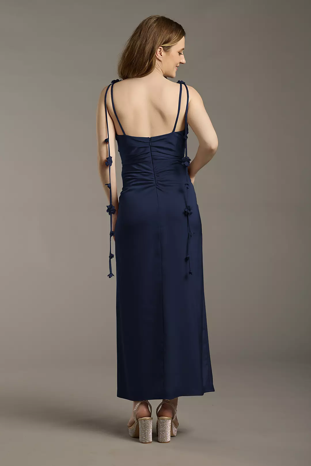 Matte Satin Floral Strap Midi Dress - Image 24