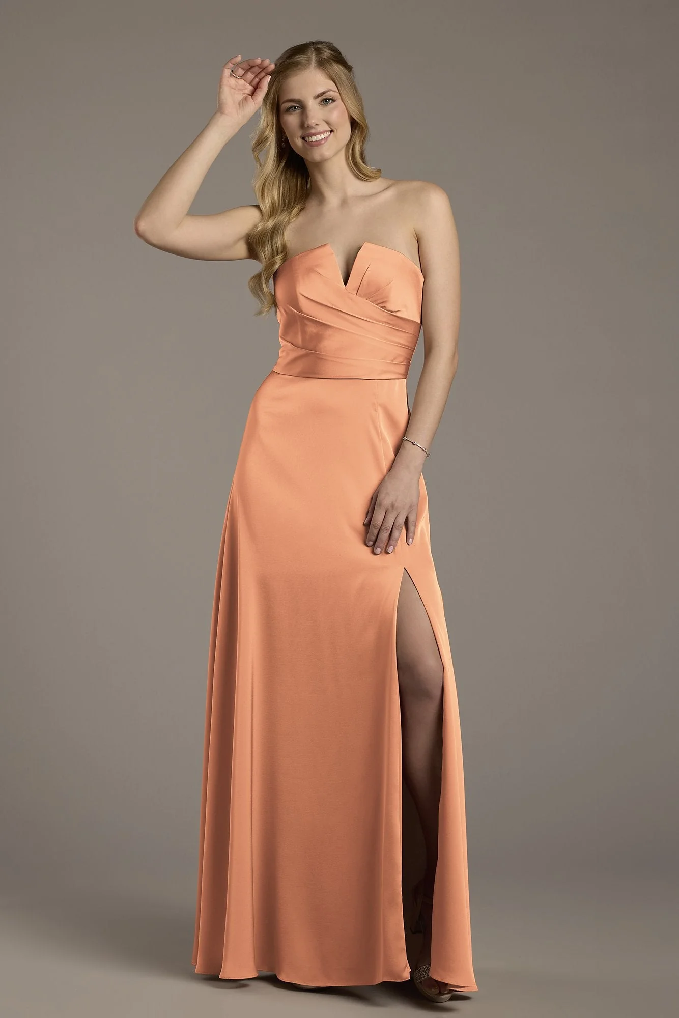 Matte Satin Notch Neckline A-Line Dress - Image 40