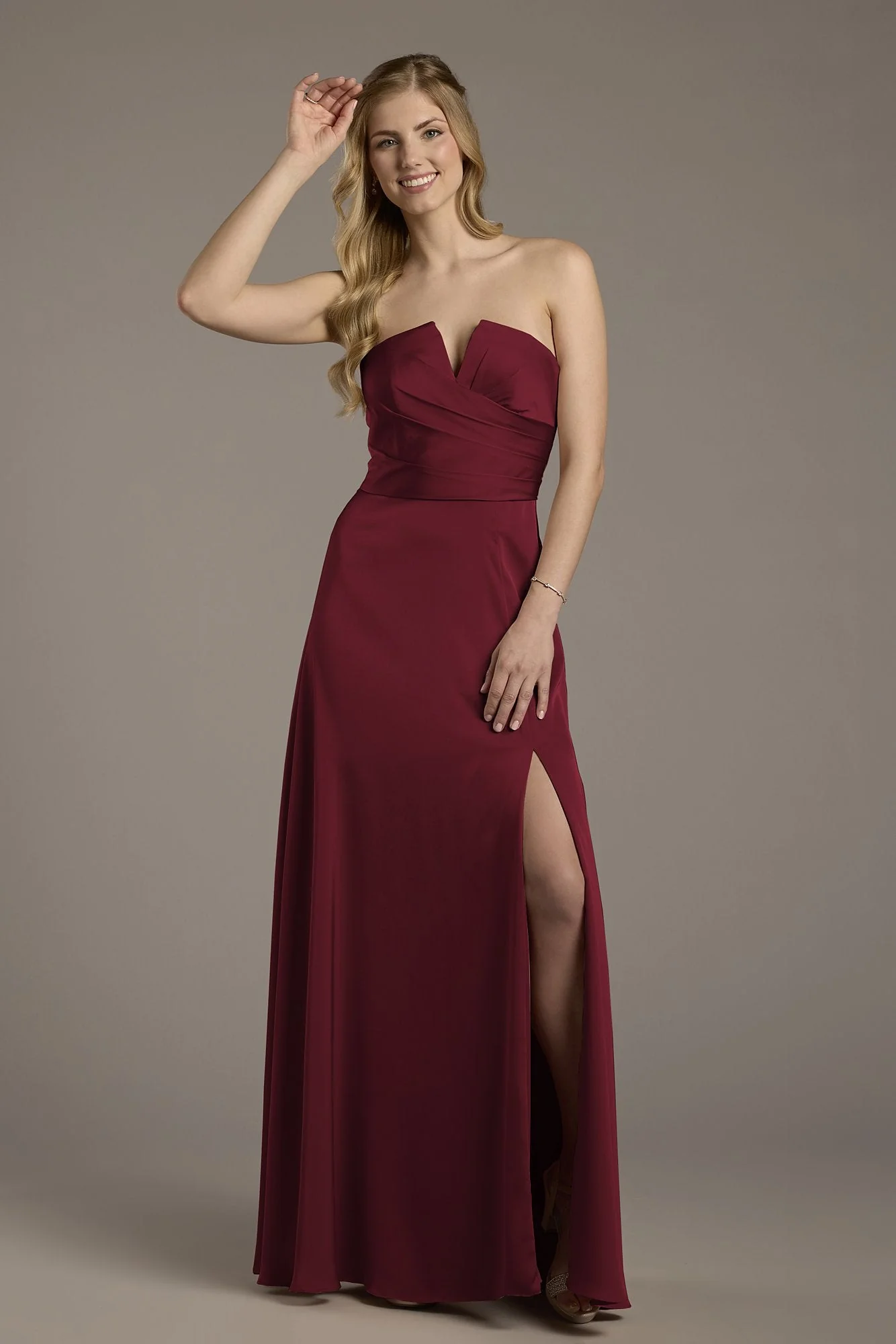 Matte Satin Notch Neckline A-Line Dress - Image 54