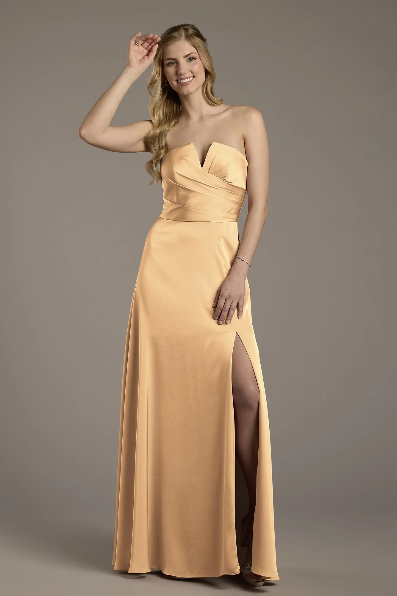Matte Satin Notch Neckline A-Line Dress - Image 56