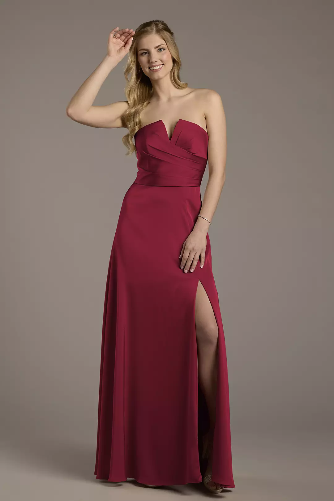 Matte Satin Notch Neckline A-Line Dress - Image 68