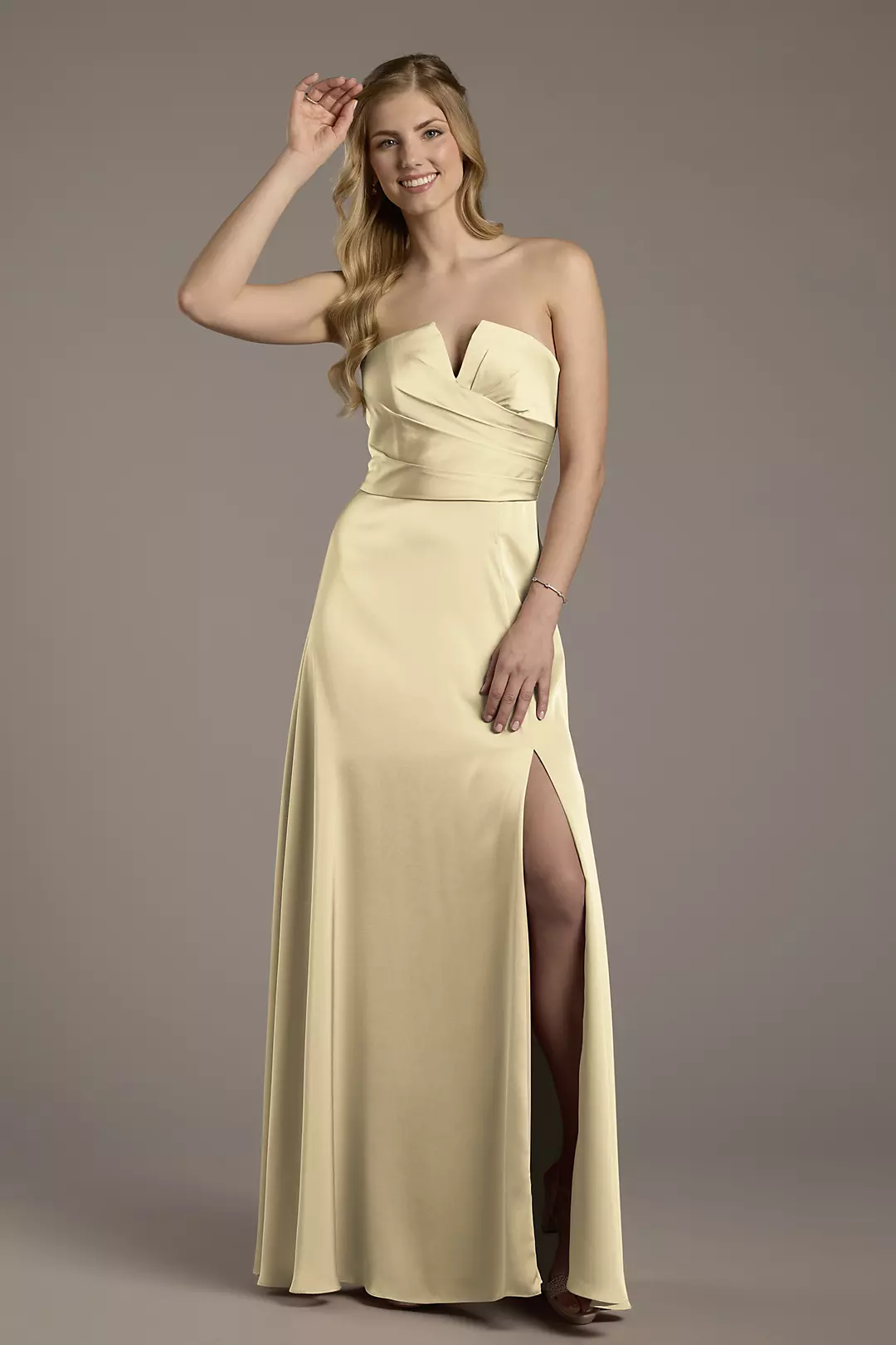 Matte Satin Notch Neckline A-Line Dress - Image 70