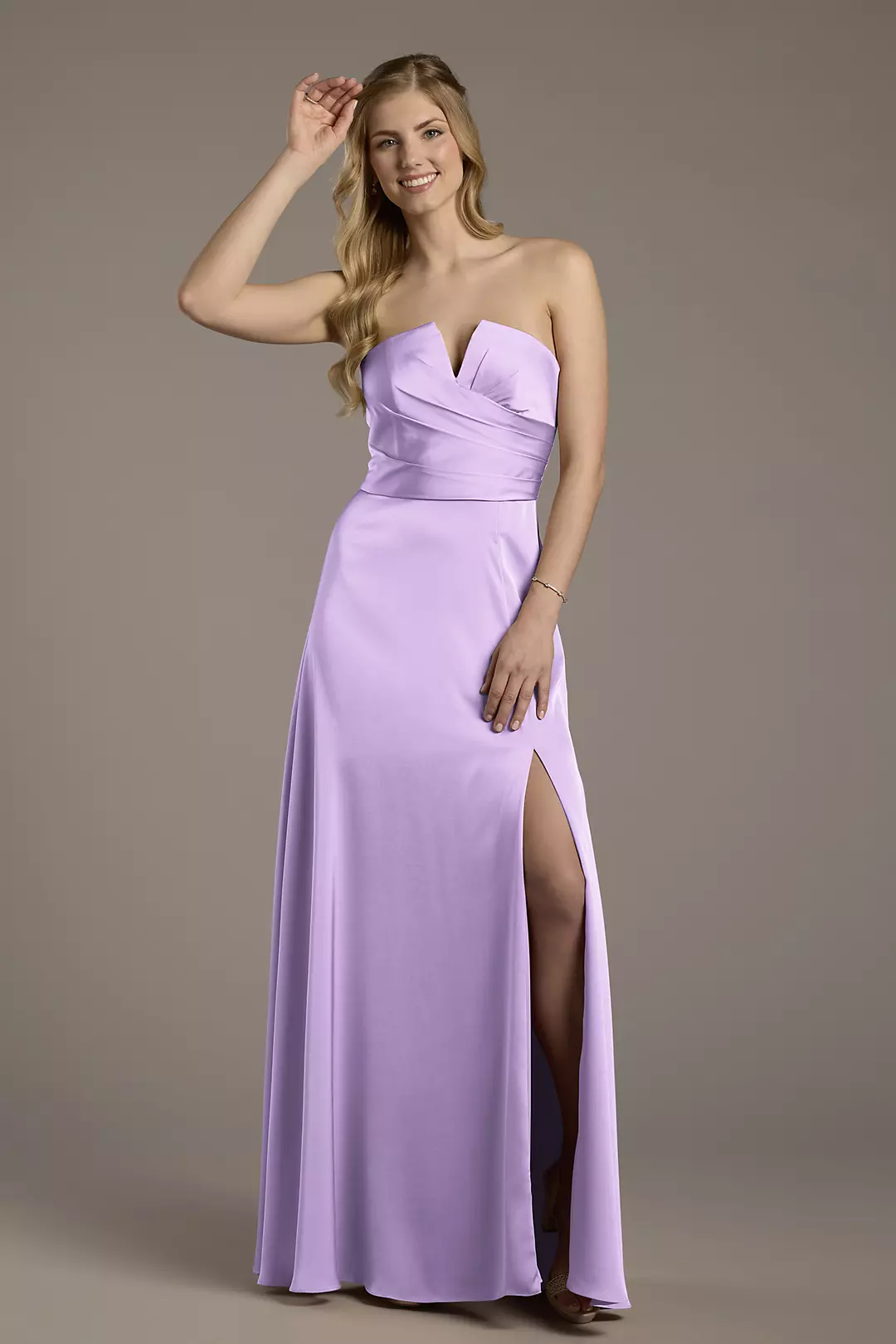 Matte Satin Notch Neckline A-Line Dress - Image 71